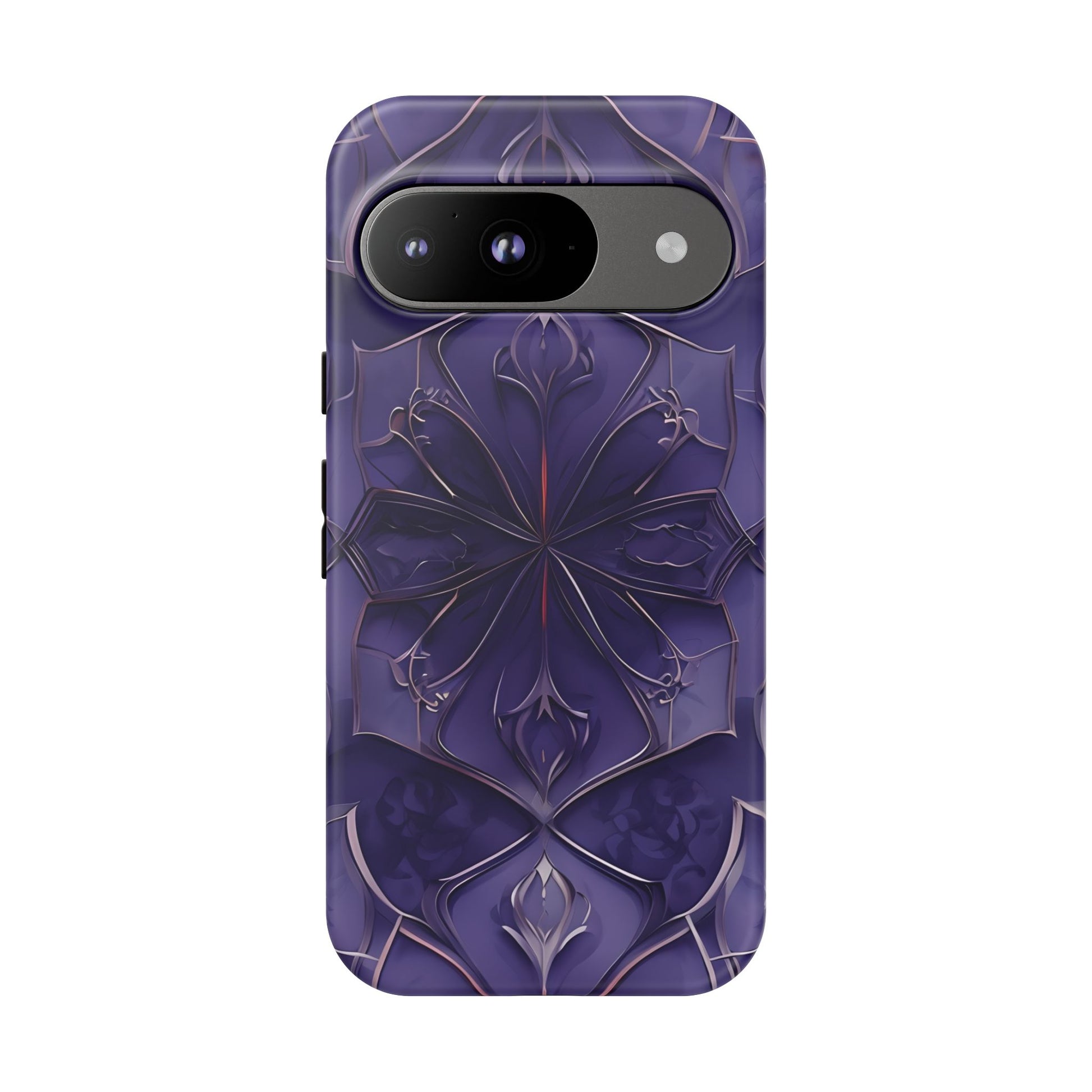 Violet Nebula - Kaleidoscope Collection Artistic Floral Burst - Google Pixel 9 Tough Phone Case - Bold Purple Symmetrical Design
