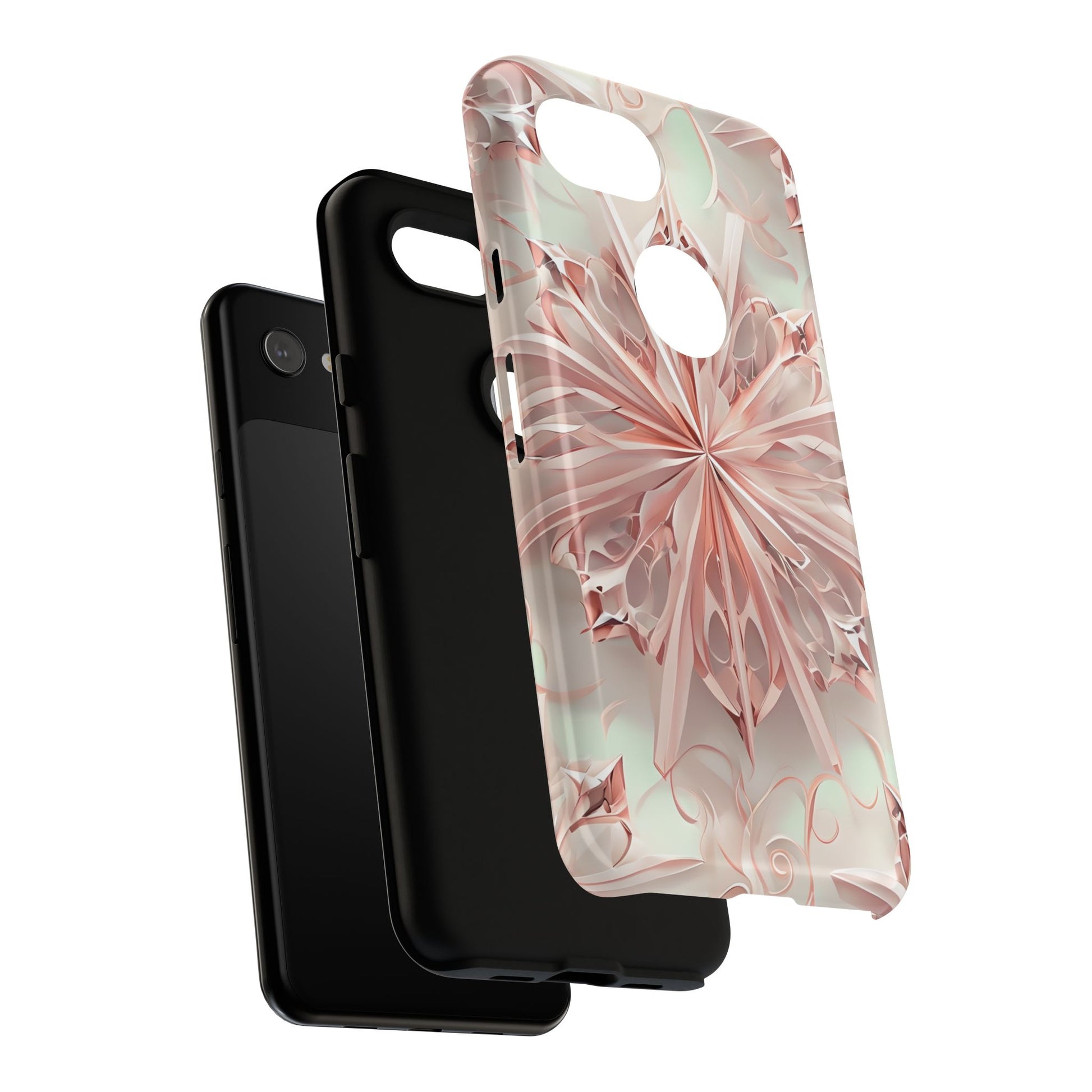 Blush Frost from our Kaleidoscope Collection - Google Pixel 3a tough case - Soft Pink Geometric Floral Design