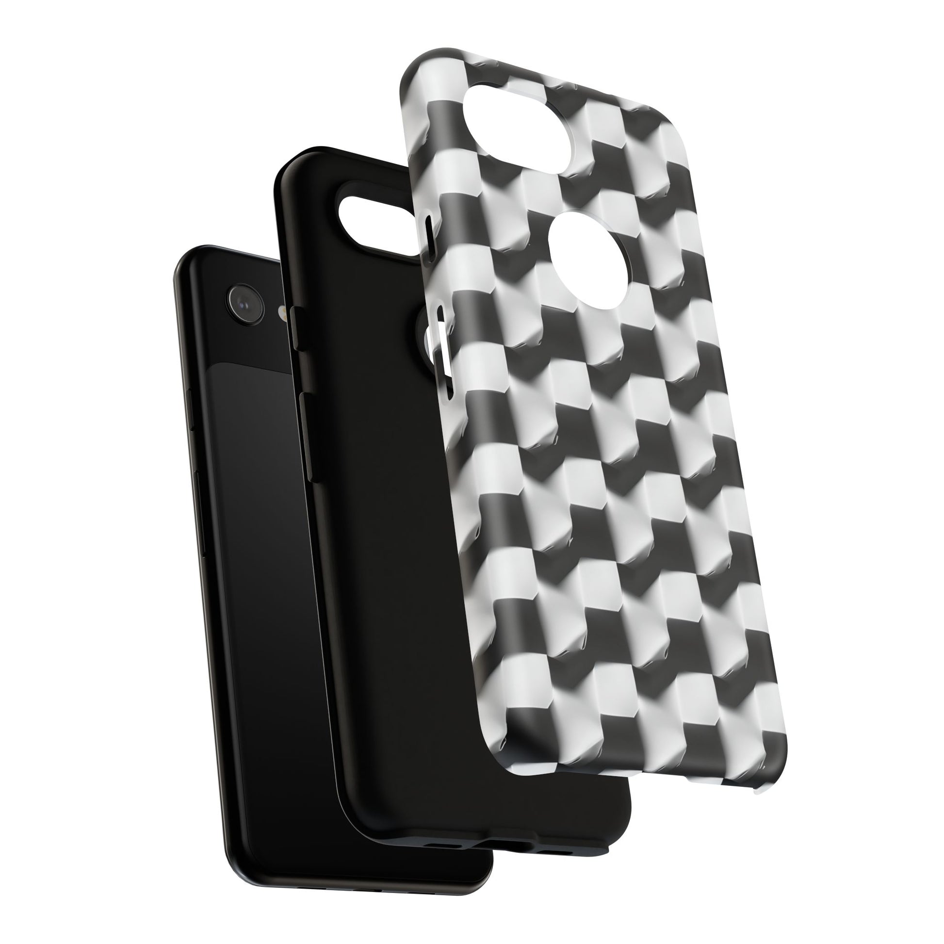 Monochrome Grid Tough Case for Google Pixel 3a - Classic Checkerboard, Black & White, Minimalist Trend