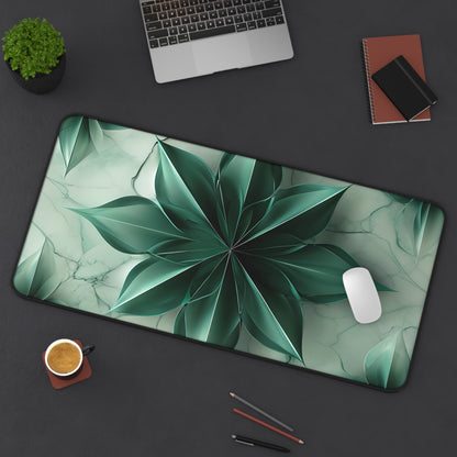 Emerald Bloom Designer Desk Mat - Premium Office Desk Pad, 3 Sizes Available, Artistic Workspace Protection