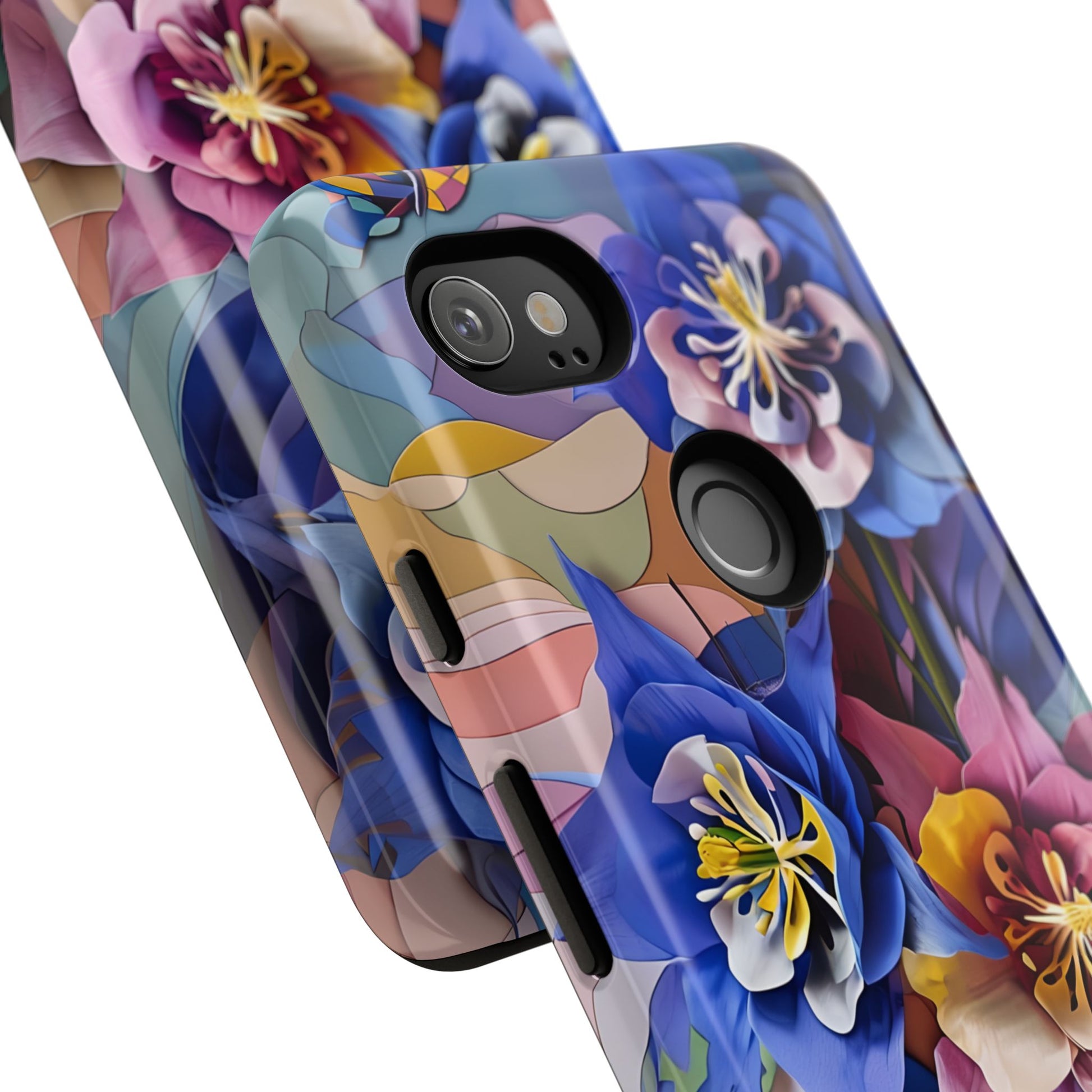 Blue Columbine Carnivale - Artistic Floral & Butterfly Google Pixel 2 XL Tough Phone Case - Vibrant Botanical Design