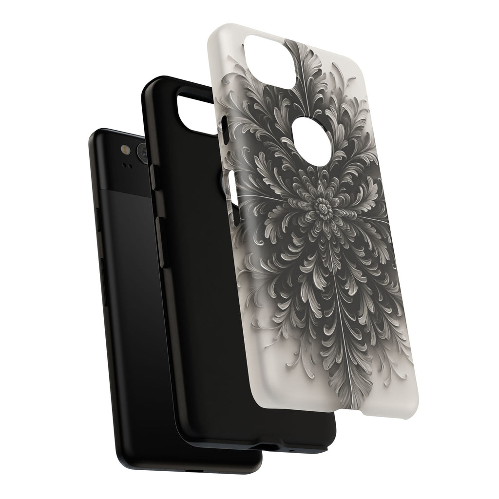 Obsidian Bloom - Elegant Black & White Google Pixel 2 Phone Case - Intricate Mandala Flower Design