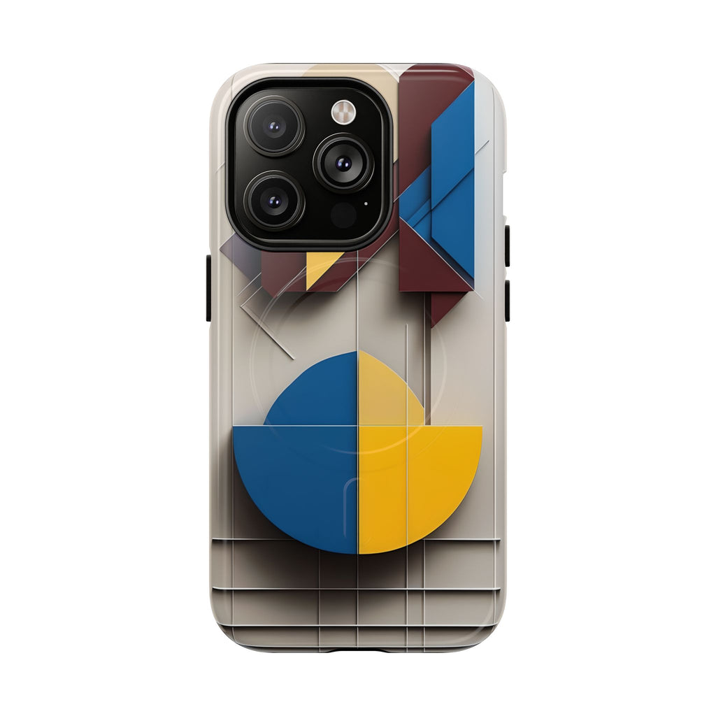 Chromatic Construct iPhone 14 Pro MagSafe Phone Case -Modern Geometrical Design, Primary Colors