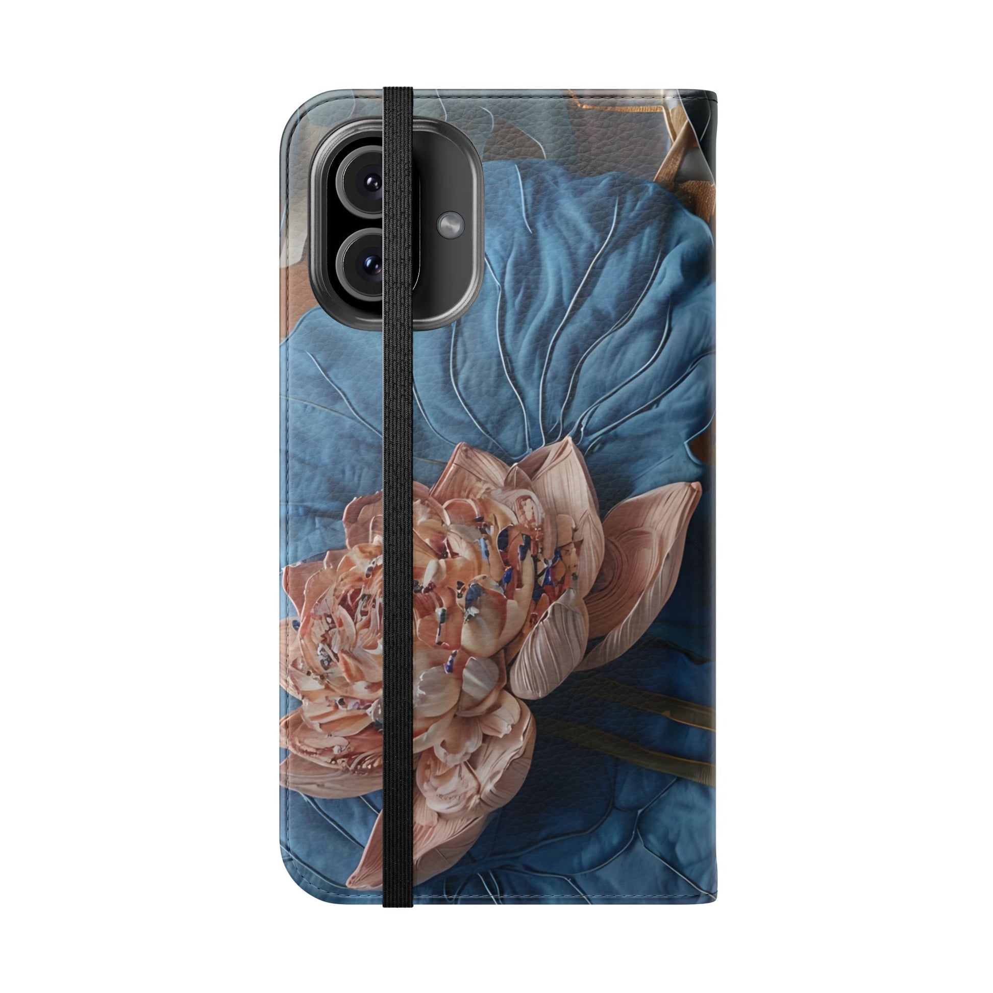 Peony Midnight Tapestry Wallet Phone Case - Flip Cover for iPhone 16 Plus - Floral and Tapestry Design