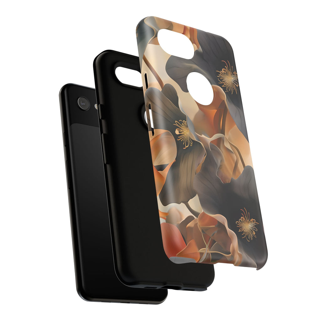 Autumn Ember - Moody Floral Art Google Pixel 3a Tough Phone Case - Warm Earthy Botanical Design