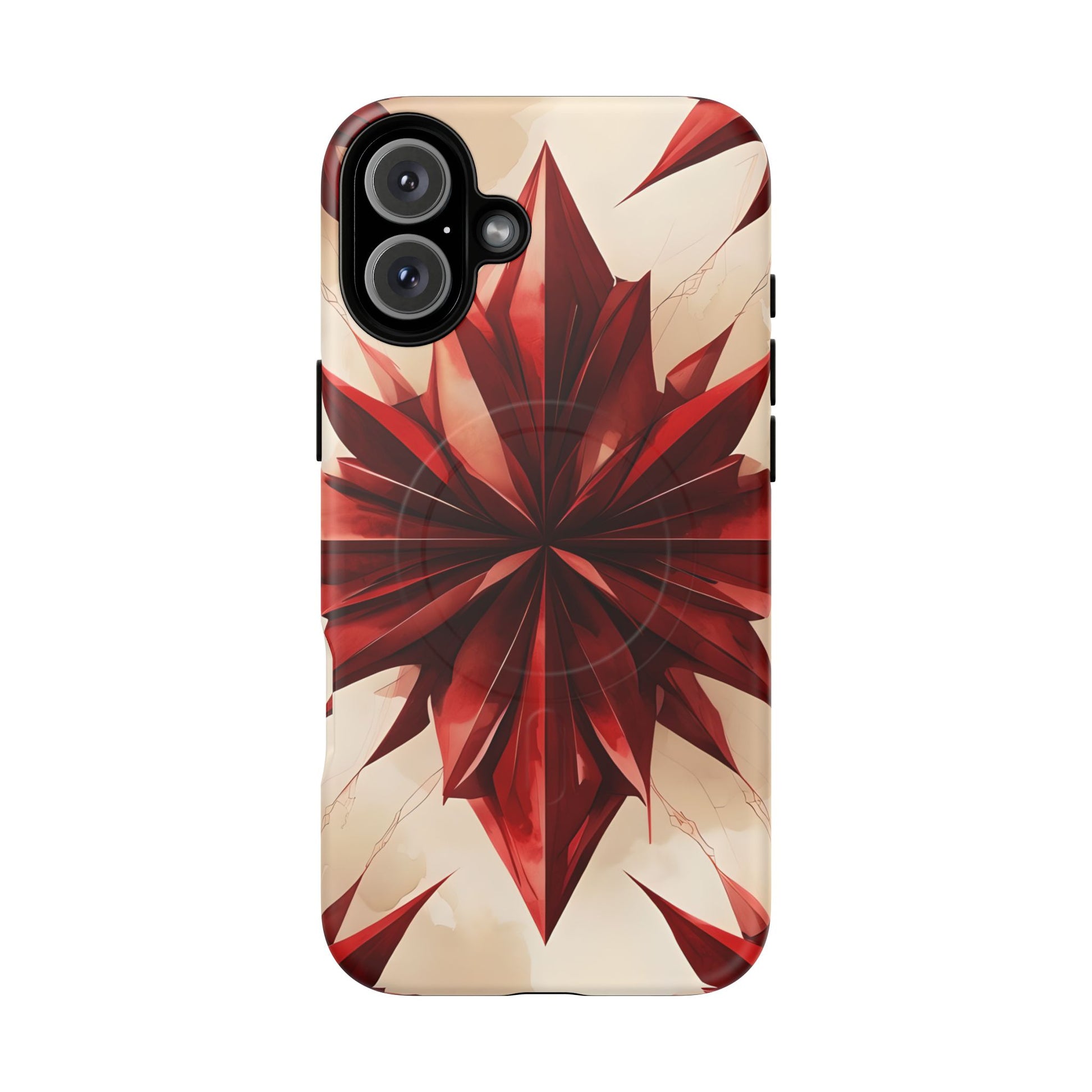 Ruby Compass iPhone 16 Plus MagSafe Phone Case - Bold Red Modern Design