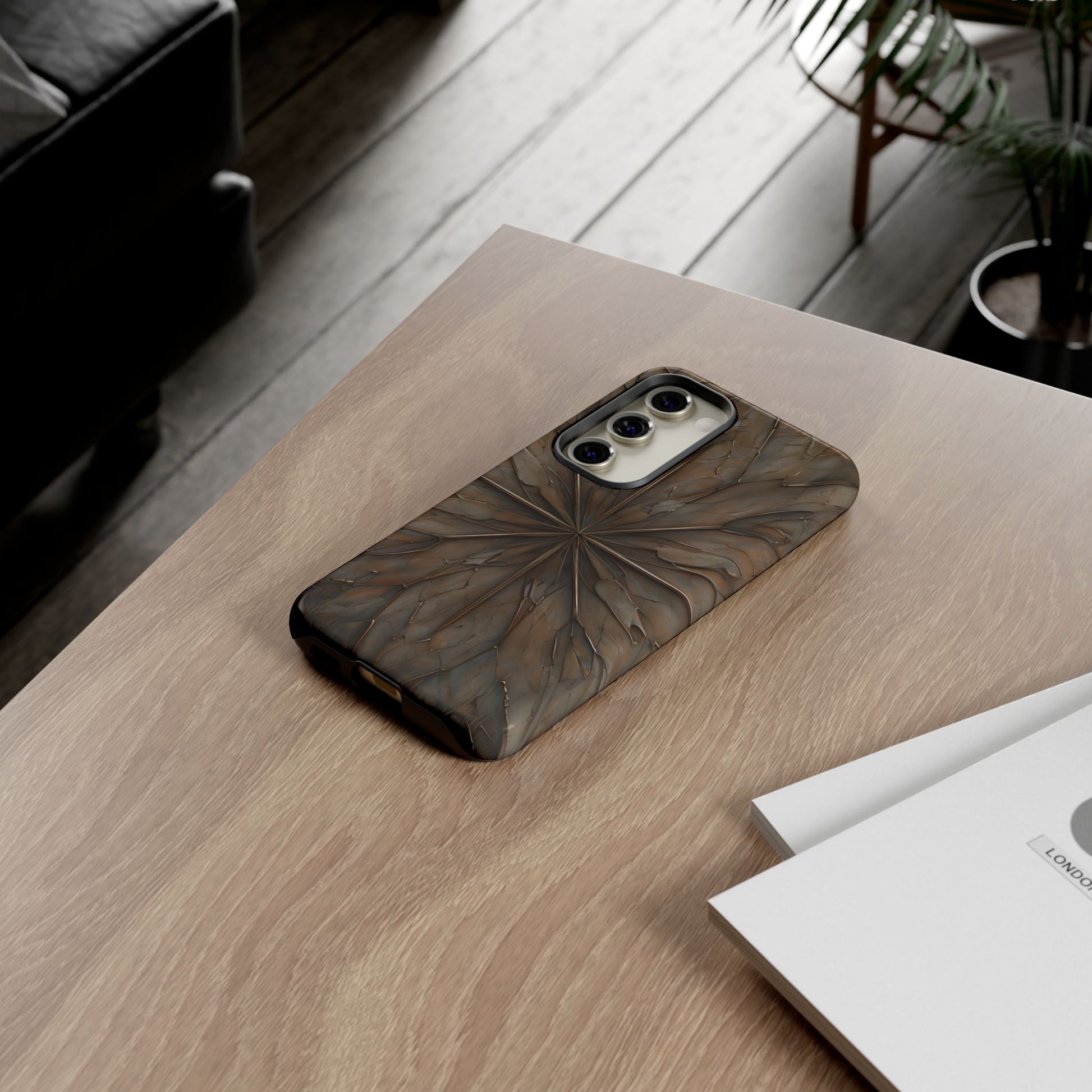 Earthstone Mandala - Kaleidoscope Collection Artistic Taupe Burst - Samsung Galaxy S23 Tough Phone Case