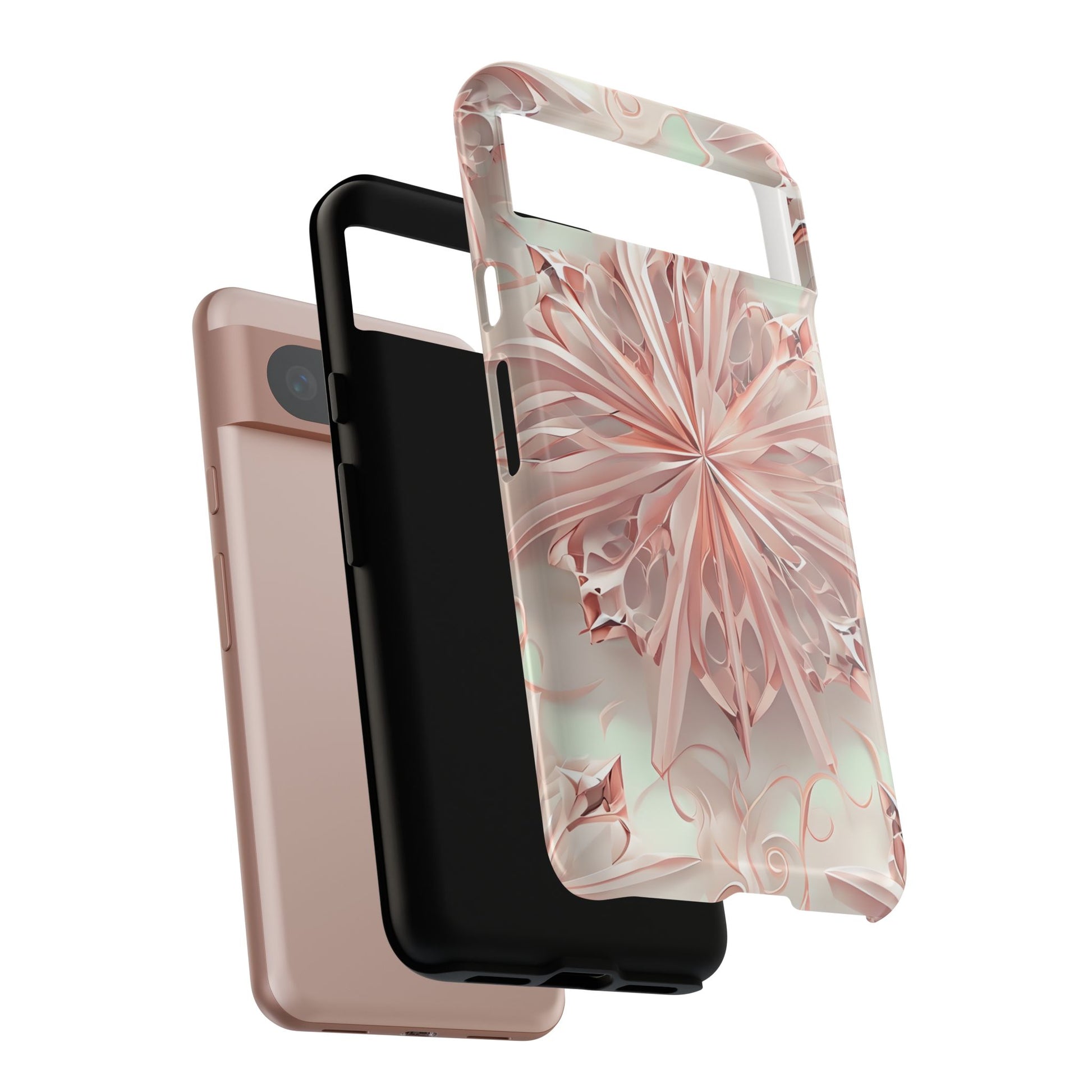 Blush Frost from our Kaleidoscope Collection - Google Pixel 8 tough case - Soft Pink Geometric Floral Design