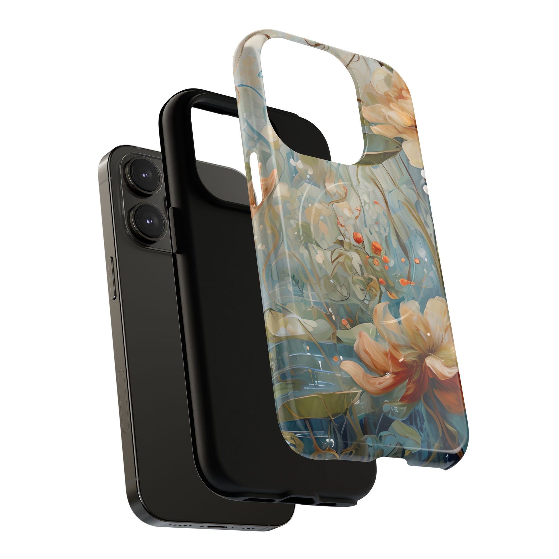 Waterlily Dreamscape - Artistic Floral iPhone 14 Pro MagSafe Phone Case -Waterlily & Lotus Design