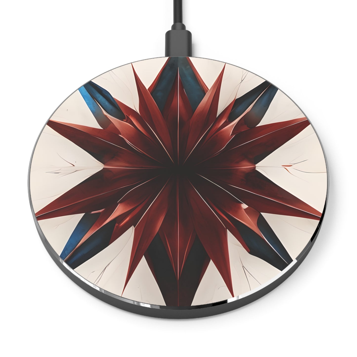 Garnet Starburst red, white and blue geometric decorative Qi wireless charger with patriotic starburst design