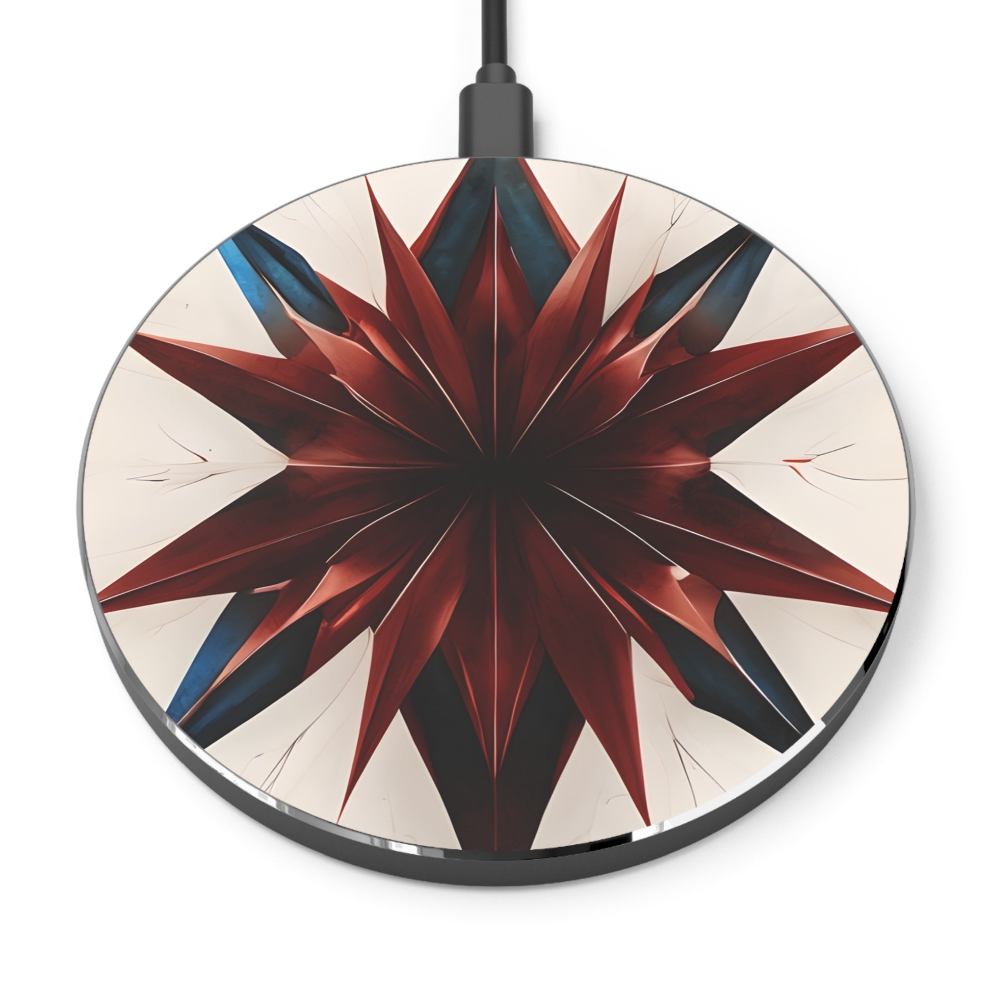 Garnet Starburst red, white and blue geometric decorative Qi wireless charger with patriotic starburst design