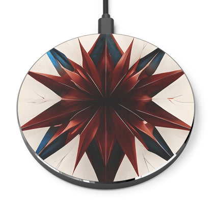 Garnet Starburst red, white and blue geometric decorative Qi wireless charger with patriotic starburst design
