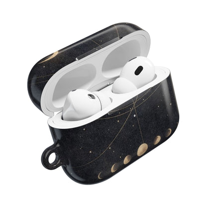 Celestial Moon Phase AirPods case open showing protective cover with moon phase and celestial design