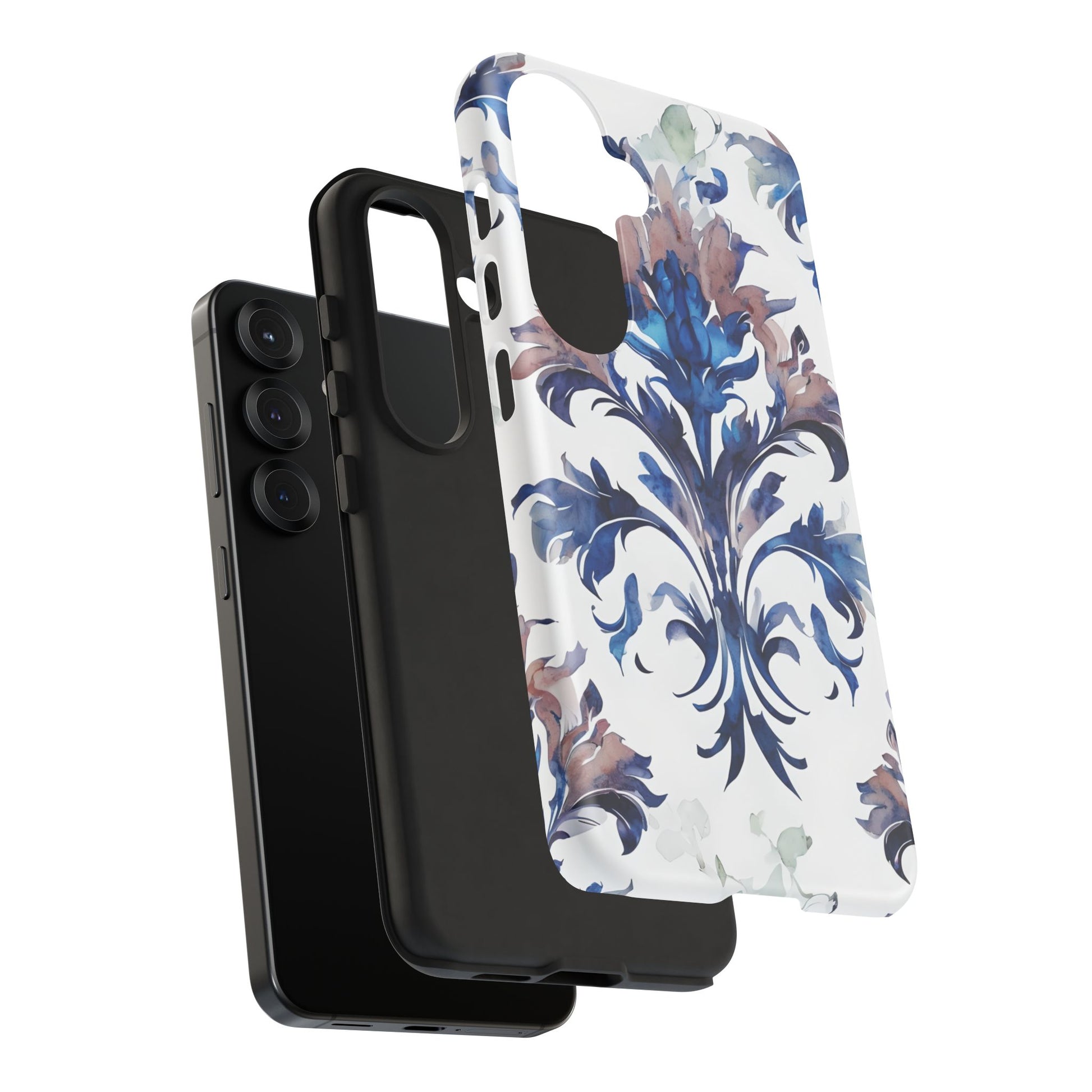 Delft Reverie - Elegant Blue & White Samsung S25 Tough Phone Case - Dutch Delftware-Inspired Floral Design