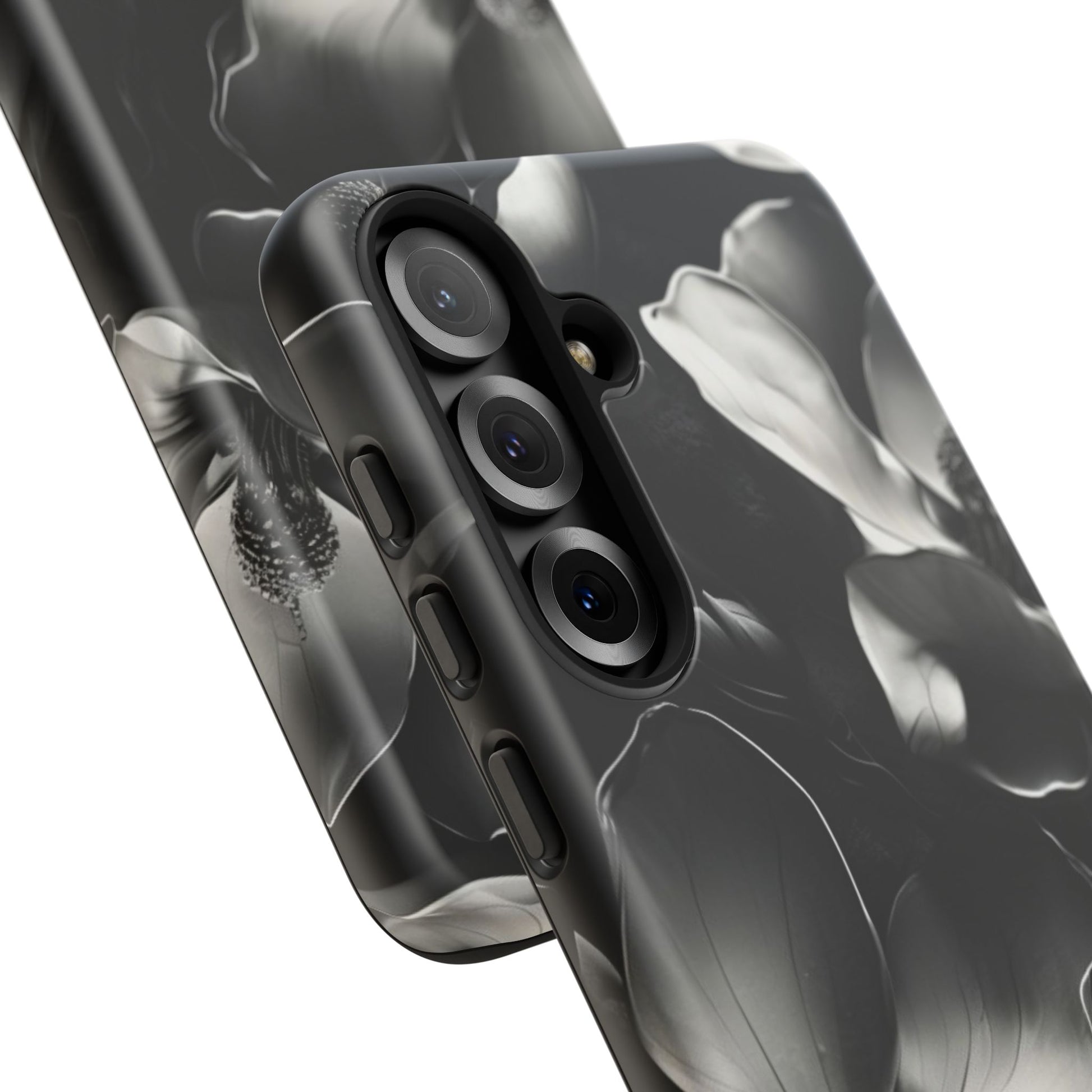 Monochrome Magnolia - Elegant Black & White Floral Samsung Galaxy S25 Plus Tough Phone Case - Artistic Magnolia Design