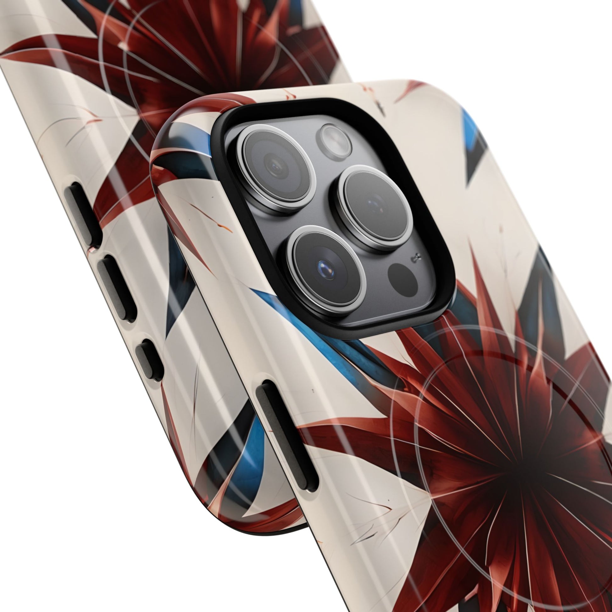 Garnet Starburst - Kaleidoscope Collection Gemstone Floral - iPhone 15 Pro MagSafe Phone Case -Floral Burst Design