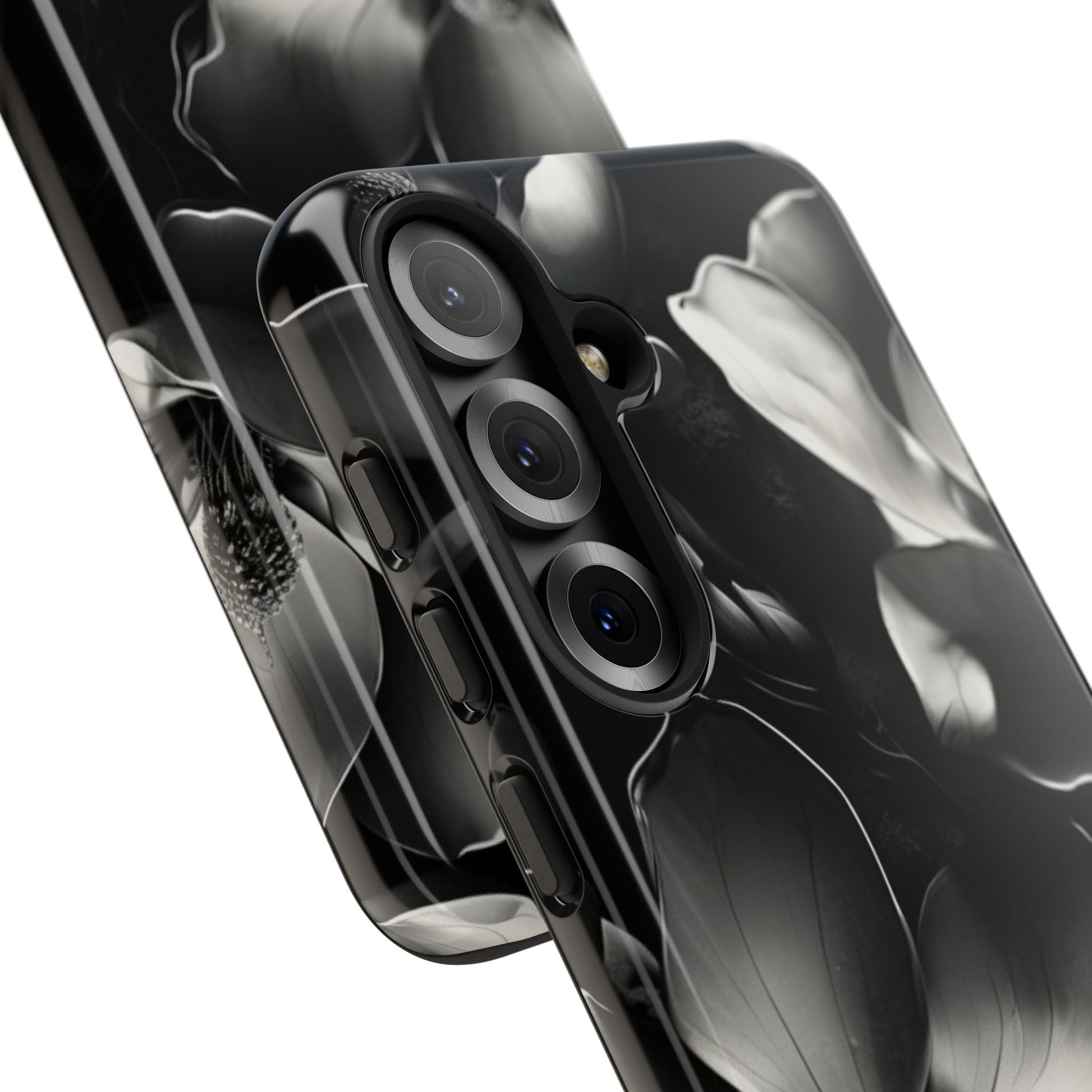 Monochrome Magnolia - Elegant Black & White Floral Samsung Galaxy S25 Tough Phone Case - Artistic Magnolia Design