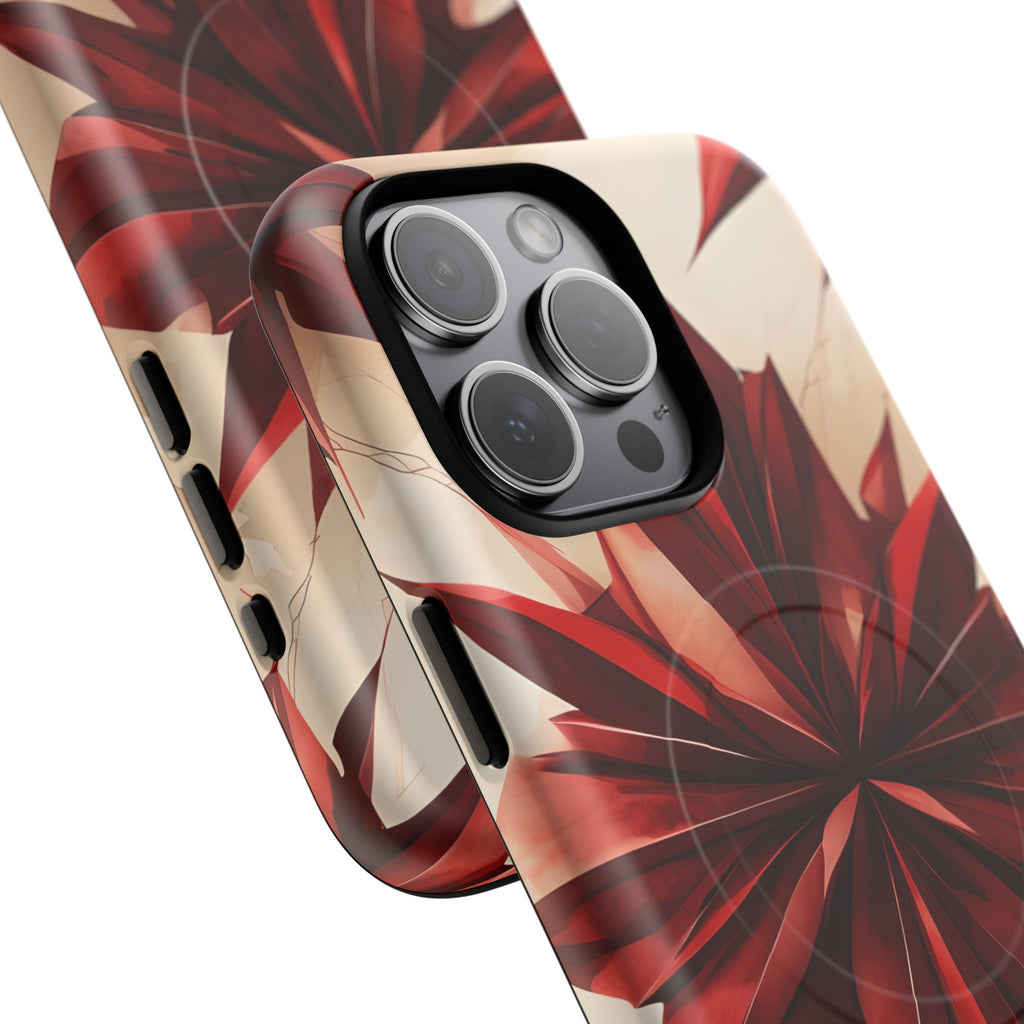 Ruby Compass iPhone 15 Pro Max MagSafe Phone Case - Bold Red Modern Design