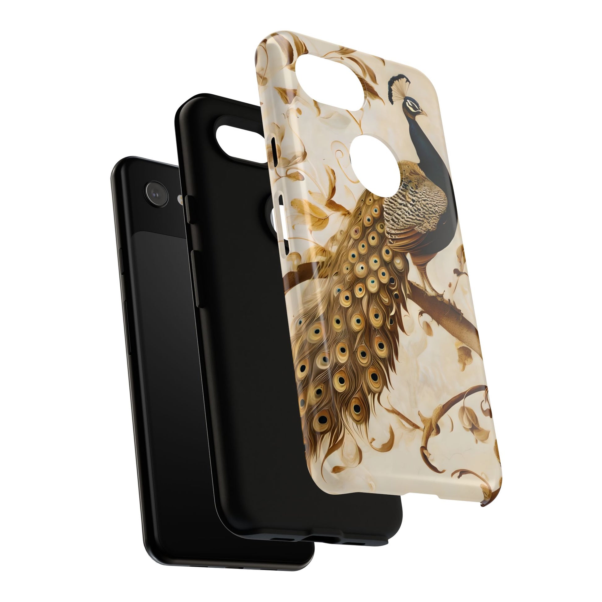 Golden Plumage - Luxe Peacock Art Google Pixel 3a Phone Case - Elegant Gold & Cream Design