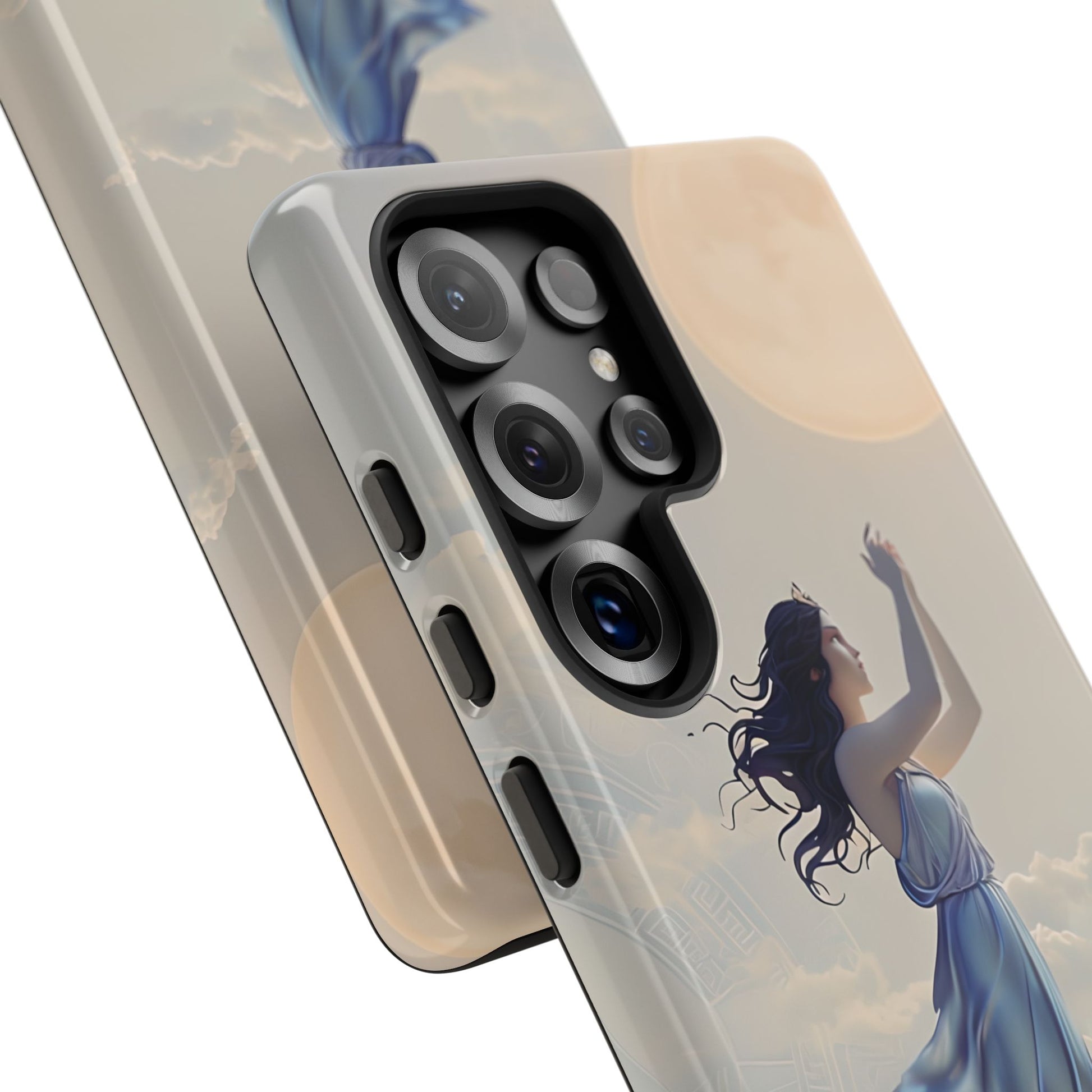 Moonlit Ascend - Ethereal Celestial Art Samsung Galaxy S25 Ultra Tough Phone Case - Dreamy Night Sky & Floating Woman Design