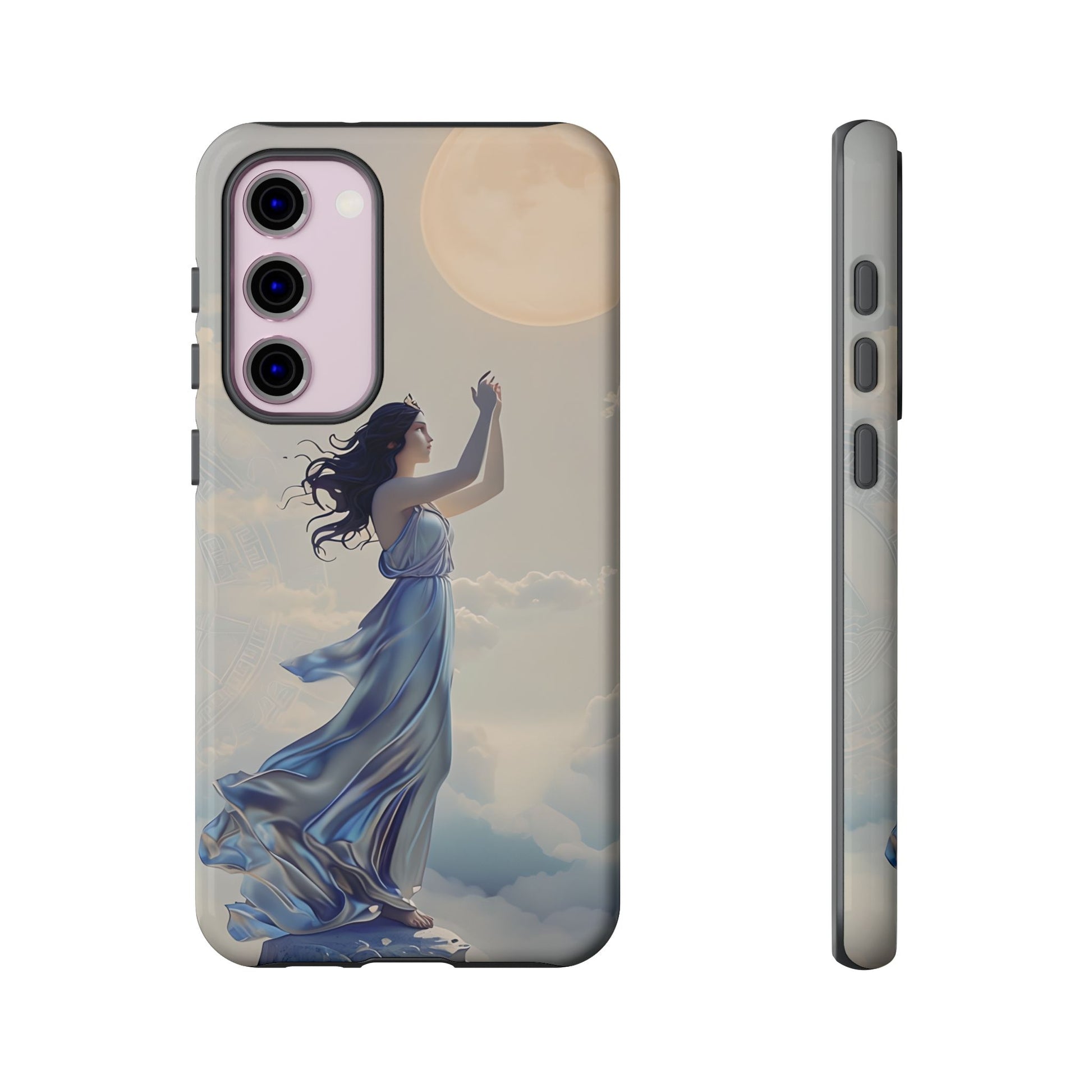 Moonlit Ascend - Ethereal Celestial Art Samsung Galaxy S23 Plus Tough Phone Case - Dreamy Night Sky & Floating Woman Design
