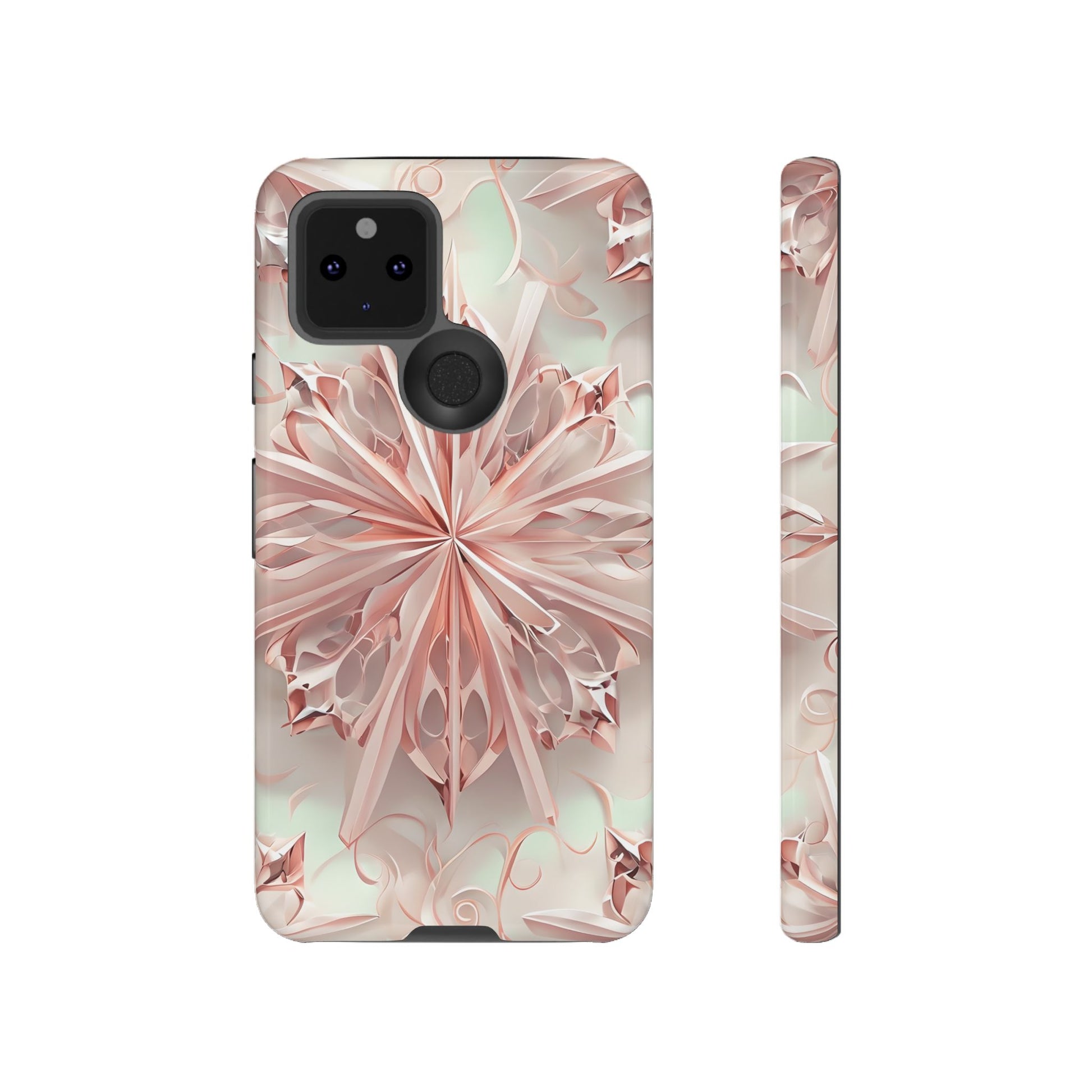 Blush Frost from our Kaleidoscope Collection - Google Pixel 5 5G tough case - Soft Pink Geometric Floral Design