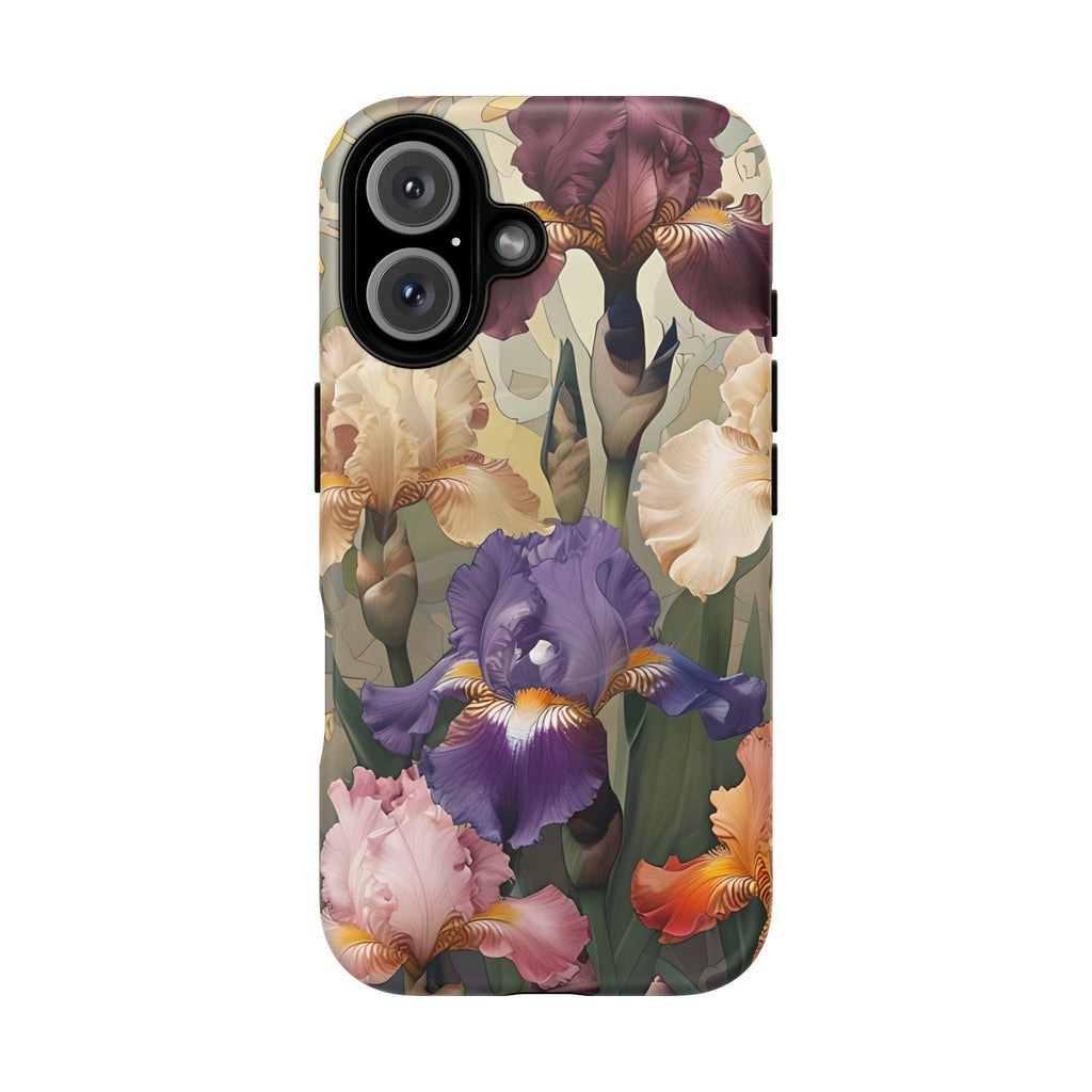 Iris Reverie - Elegant Painterly - iPhone 16 - MagSafe Compatible - Artistic Purple & Cream Iris Design