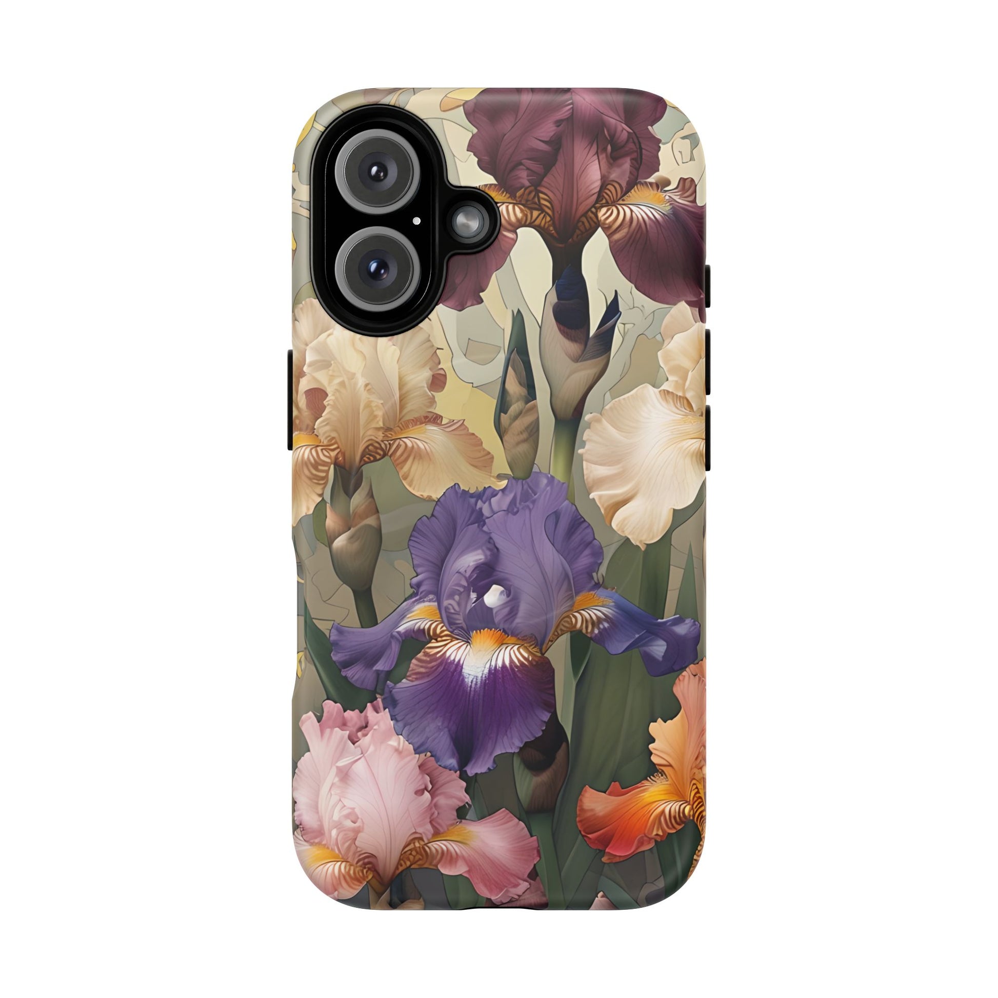 Iris Reverie - Elegant Painterly - iPhone 16 - MagSafe Compatible - Artistic Purple & Cream Iris Design