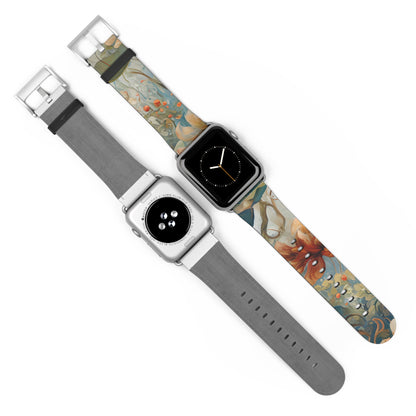 Waterlily Dreamscape Designer Apple Watch Band - Premium Custom Strap for Series 1-9, SE & Ultra - Artistic Vegan Leather