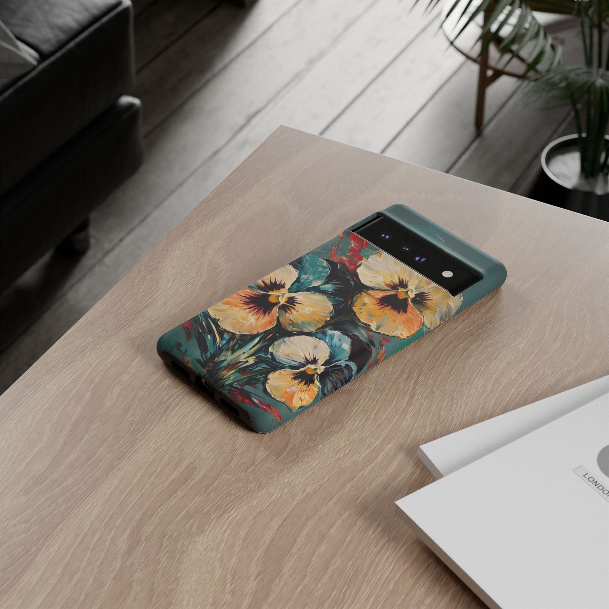 Golden Pansy Cascade Tough Case for Google Pixel 6 Pro - Floral Artistic Shockproof Cover, Elegant Protective Phone Case