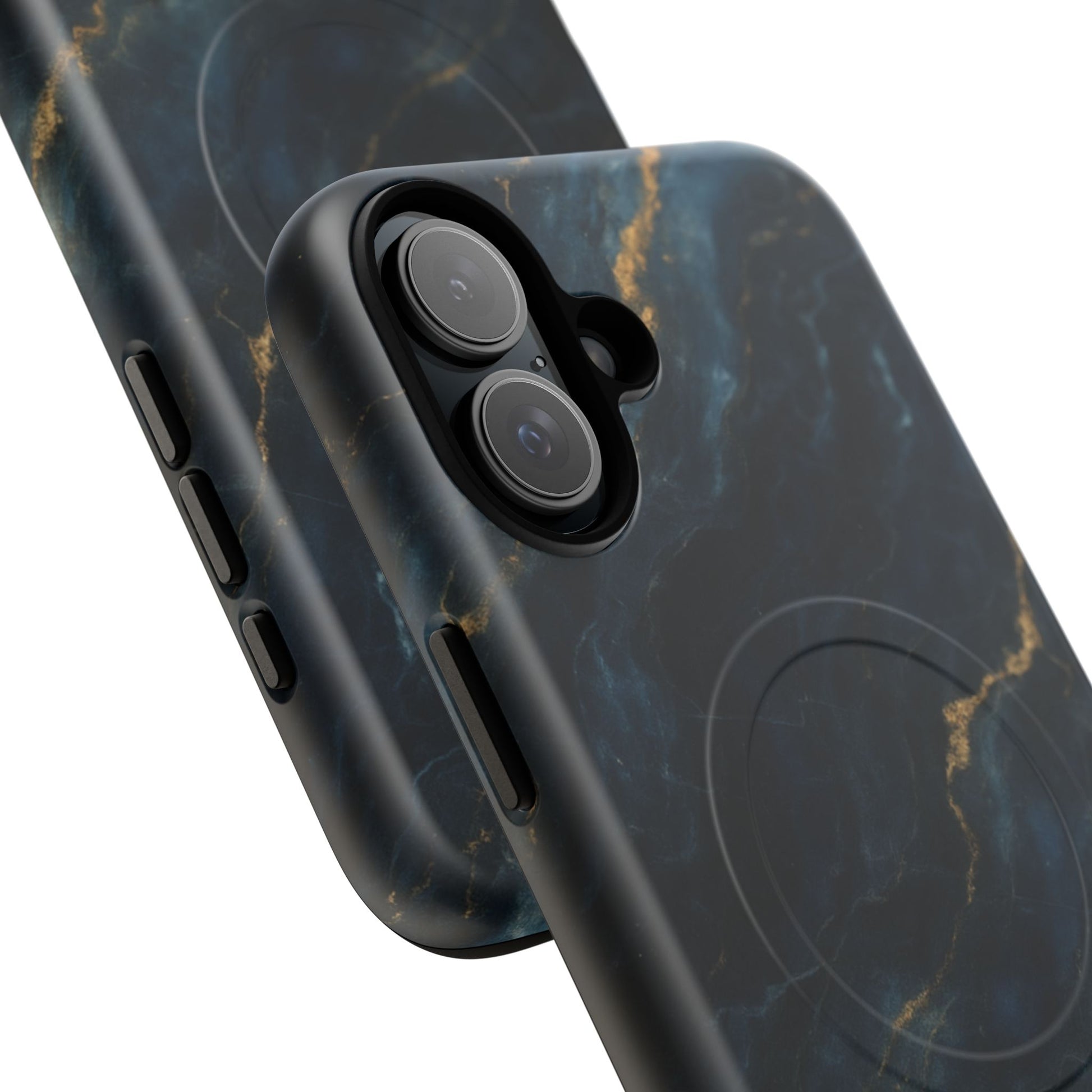 Midnight Marble MagSafe iPhone 16 Plus Case - Deep Blue Marble Design Shockproof Cover