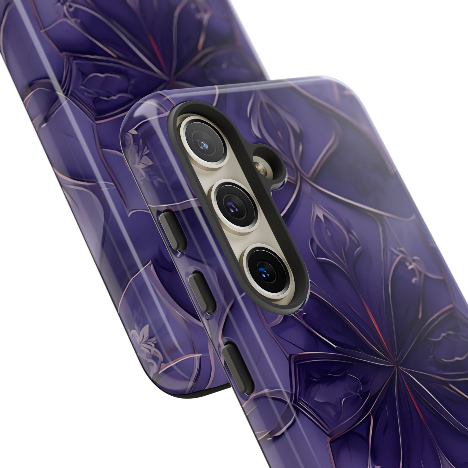 Violet Nebula - Kaleidoscope Collection Artistic Floral Burst - Samsung Galaxy S24 Tough Phone Case - Bold Purple Symmetrical Design