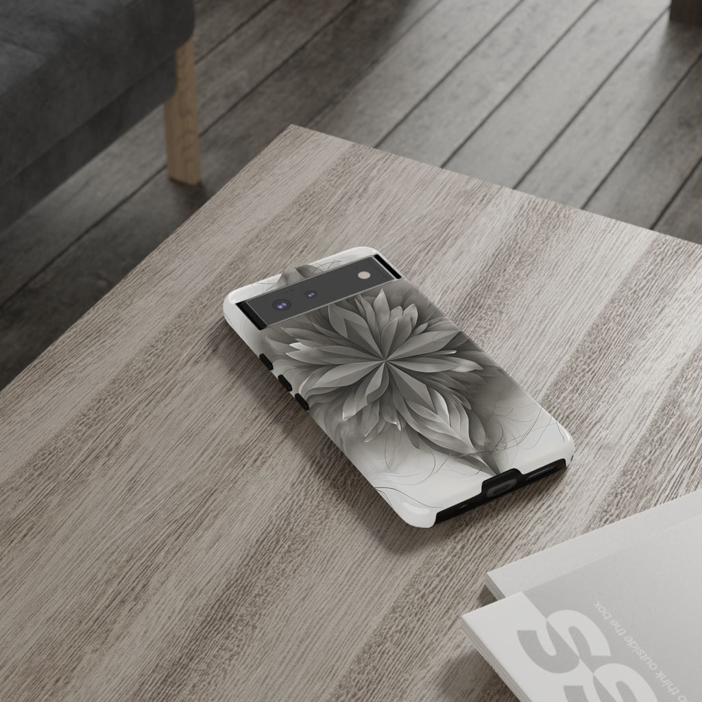 Silver Lotus - Elegant Monochrome Floral Google Pixel 6 Tough Phone Case - Modern Lotus Design