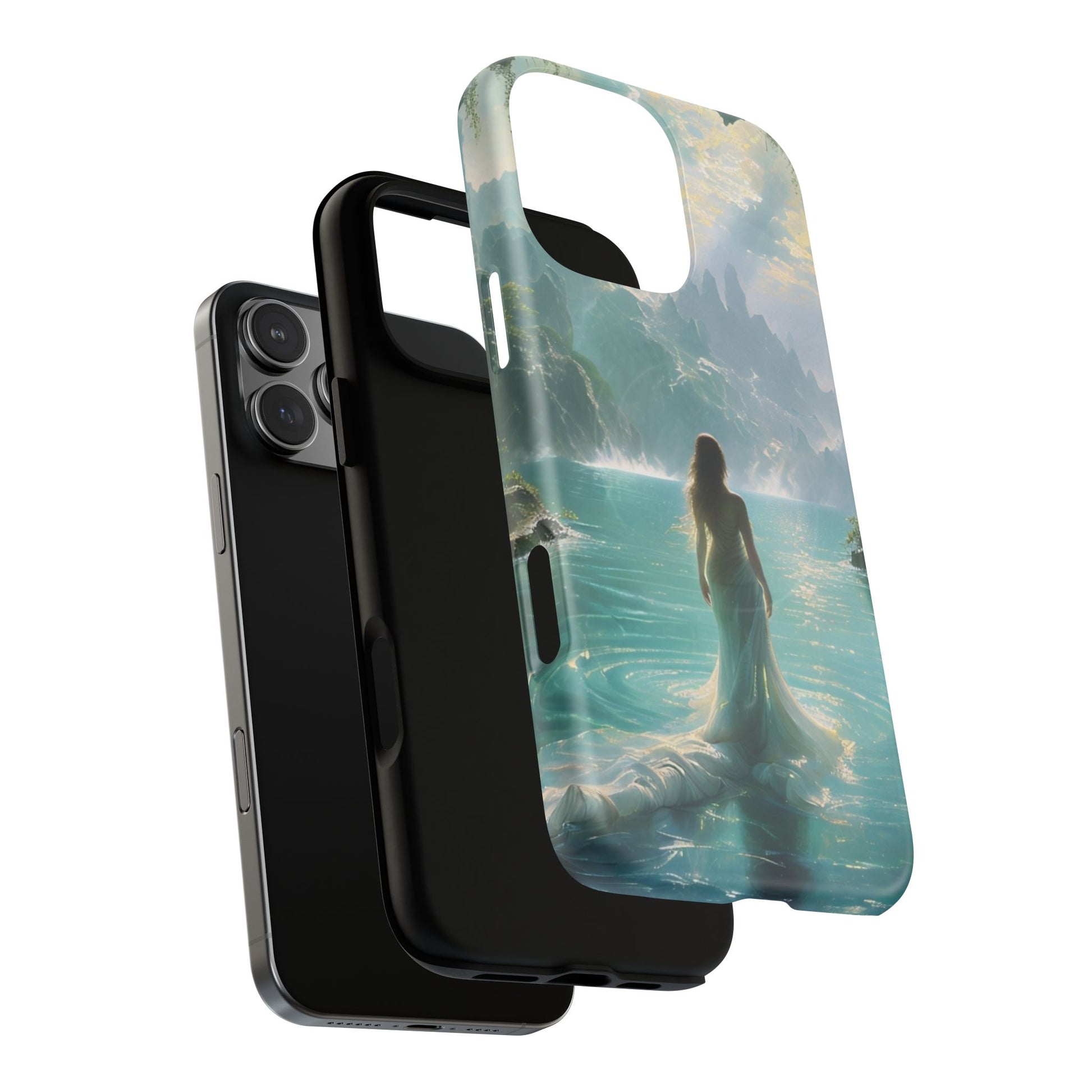 Celestial Tides - Dreamscape Art iPhone 16 Pro Max MagSafe Phone Case -Ethereal Woman & Fantasy Landscape Design