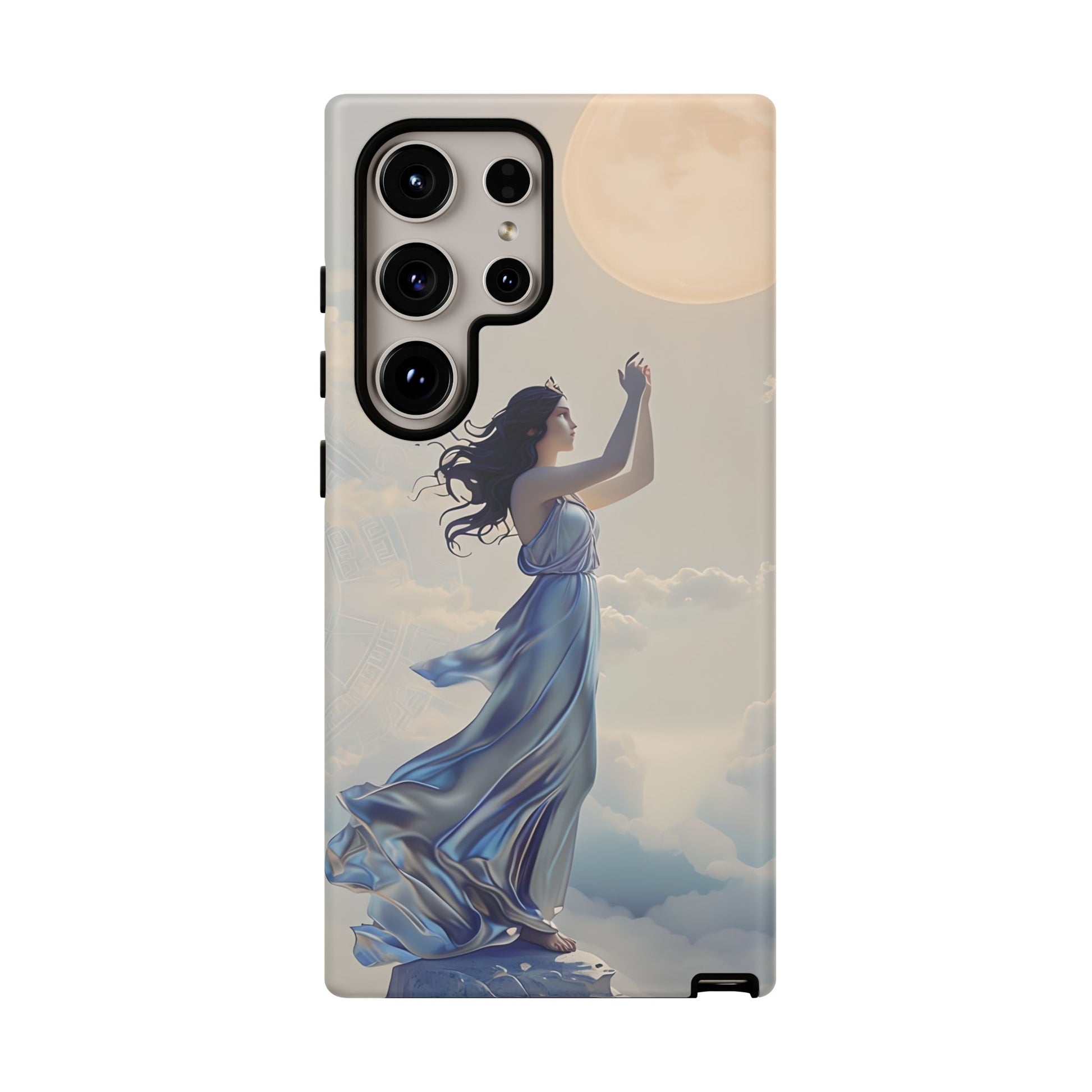 Moonlit Ascend - Ethereal Celestial Art Samsung Galaxy S24 Ultra Tough Phone Case - Dreamy Night Sky & Floating Woman Design