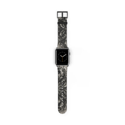 Obsidian Bloom Designer Apple Watch Band - Premium Custom Strap for Series 1-9, SE & Ultra - Artistic Vegan Leather