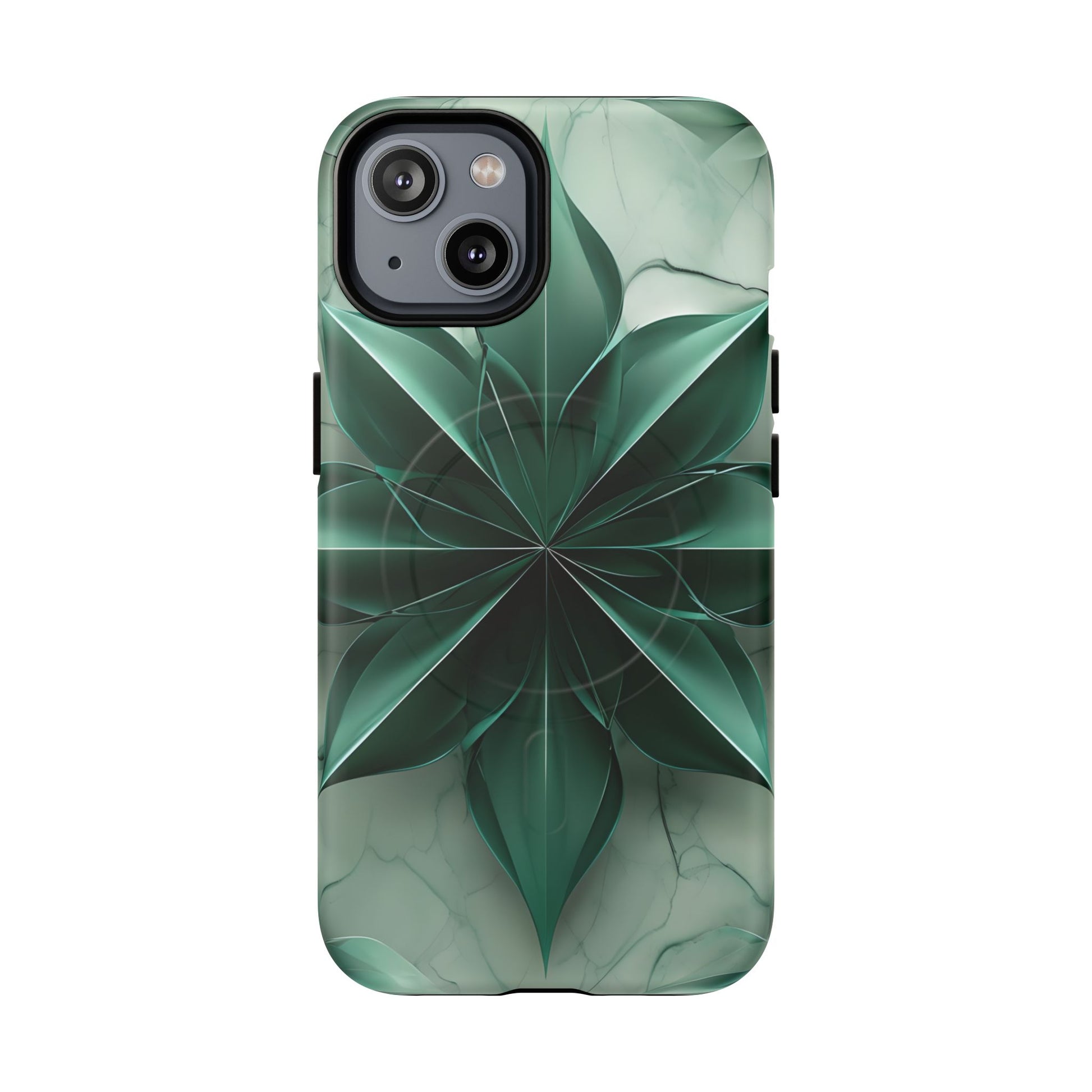 Emerald Bloom - iPhone 14 MagSafe Phone Case - Rich Emerald Modern Design
