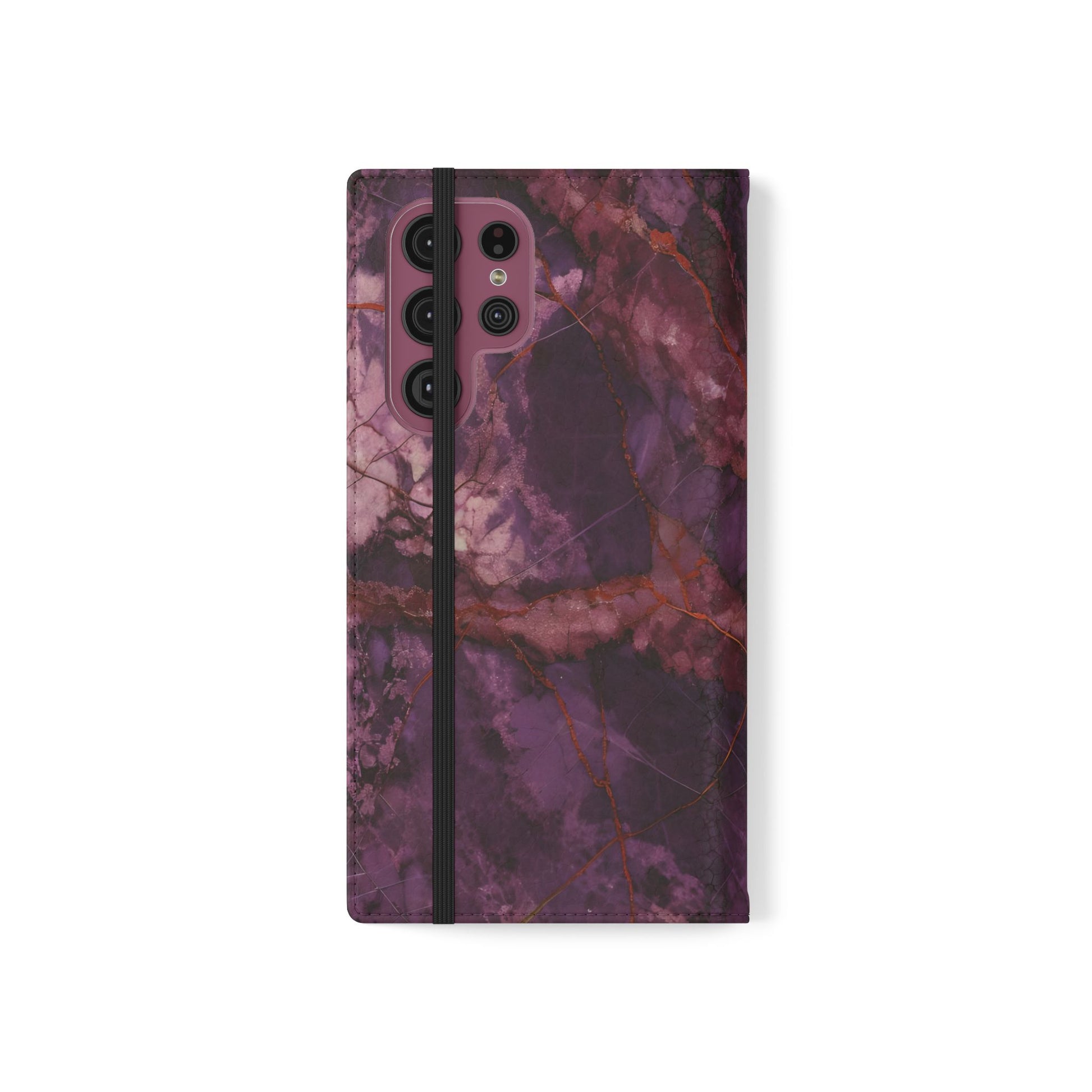Amethyst Current Wallet Phone Case - Elegant Purple Marble Flip Cover for Samsung Galaxy S22 Ultra