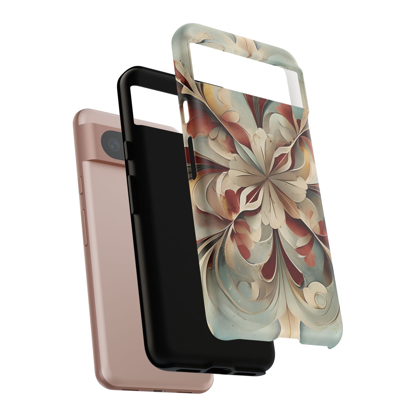 Vintage Baroque Blossom - Ornate Floral Art Google Pixel Tough Phone Case - Elegant Baroque-Inspired Design