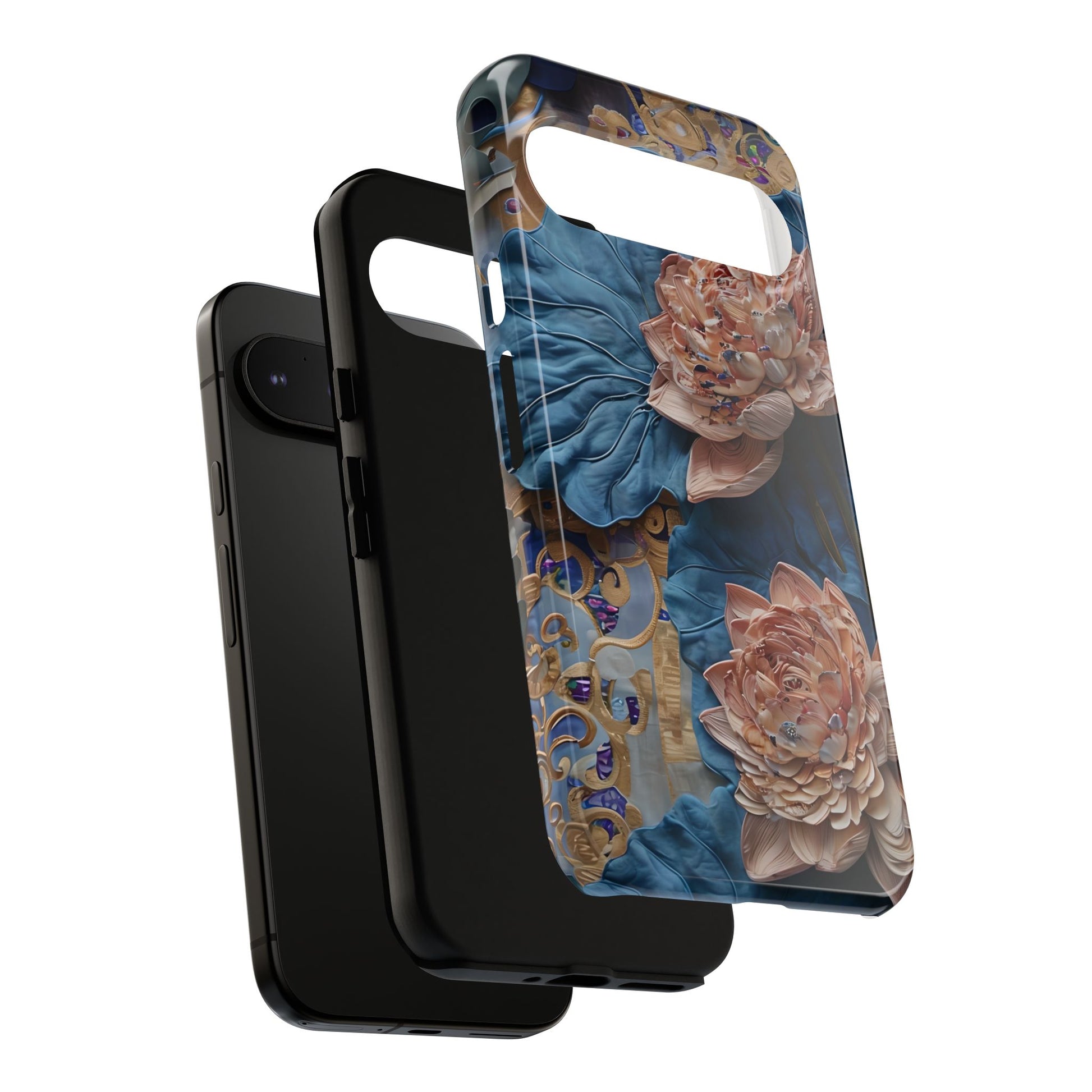 Peony Midnight Tapestry - Google Pixel 9 Pro XL - Elegant Blue & Blush Artful Phone Cover