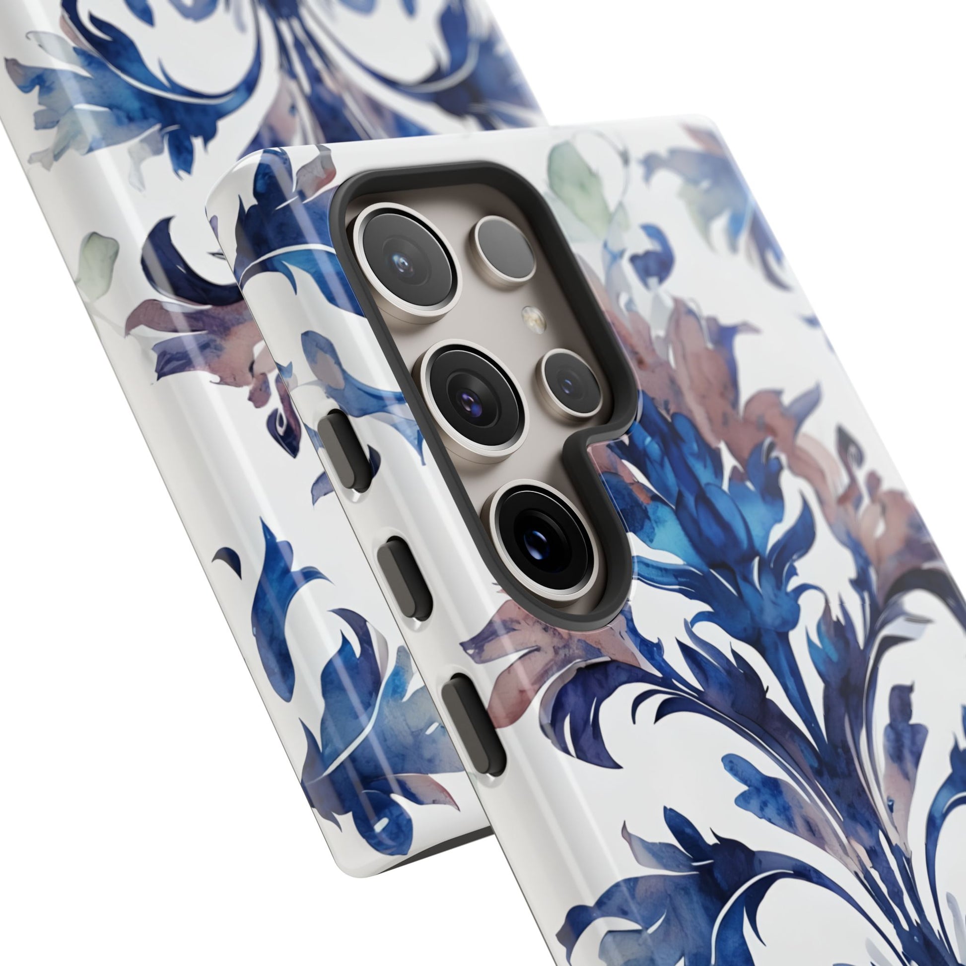 Delft Reverie - Elegant Blue & White Samsung S24 Ultra Tough Phone Case - Dutch Delftware-Inspired Floral Design