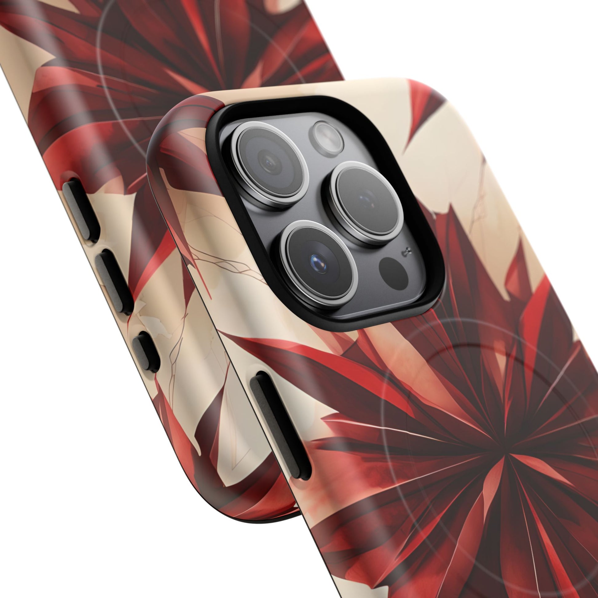 Ruby Compass iPhone 15 Pro MagSafe Phone Case - Bold Red Modern Design