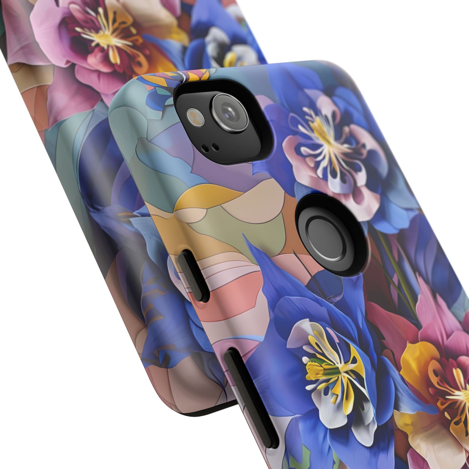 Blue Columbine Carnivale - Artistic Floral & Butterfly Google Pixel 2 Tough Phone Case - Vibrant Botanical Design