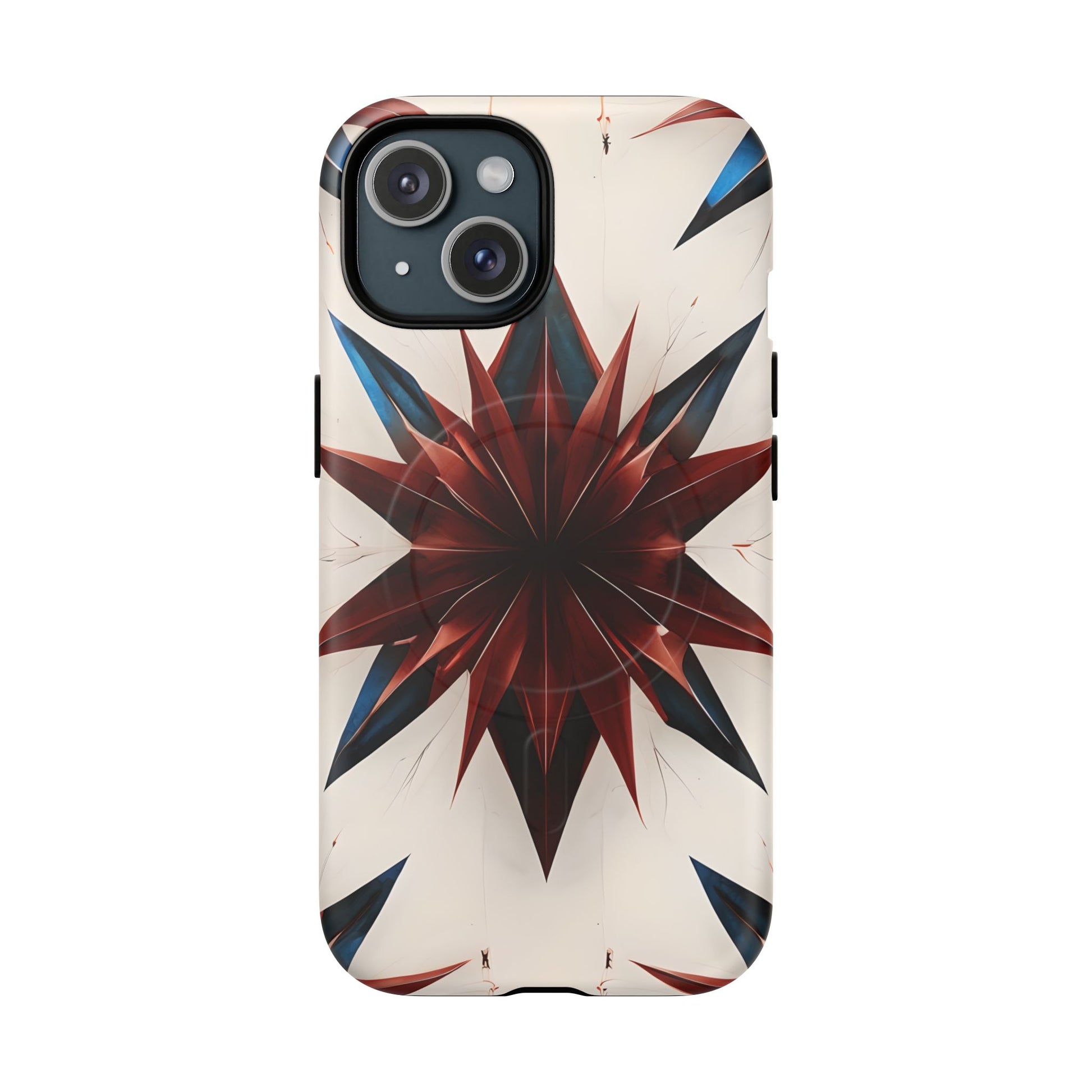 Garnet Starburst - Kaleidoscope Collection Gemstone Floral - iPhone 15 MagSafe Phone Case -Floral Burst Design