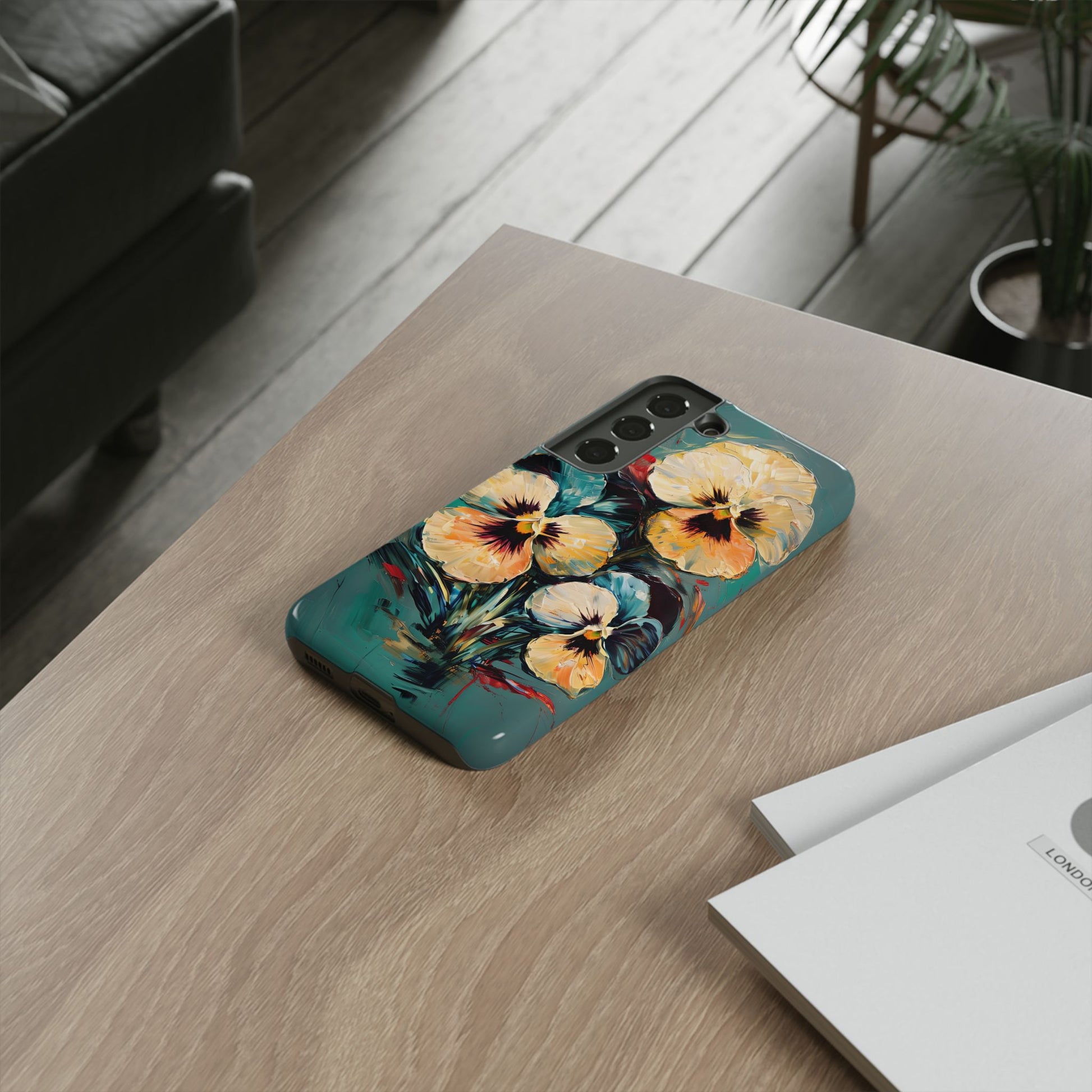 Golden Pansy Cascade Case for Samsung Galaxy S22 - Premium Shockproof Designer Phone Cover