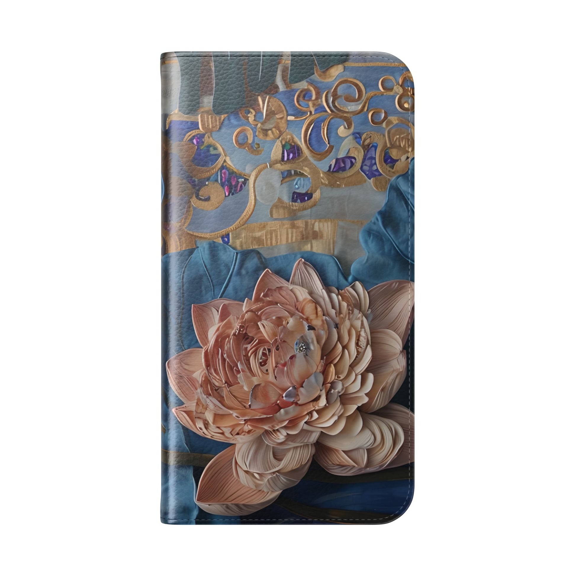 Peony Midnight Tapestry Wallet Phone Case - Flip Cover for iPhone 16 Plus - Floral and Tapestry Design