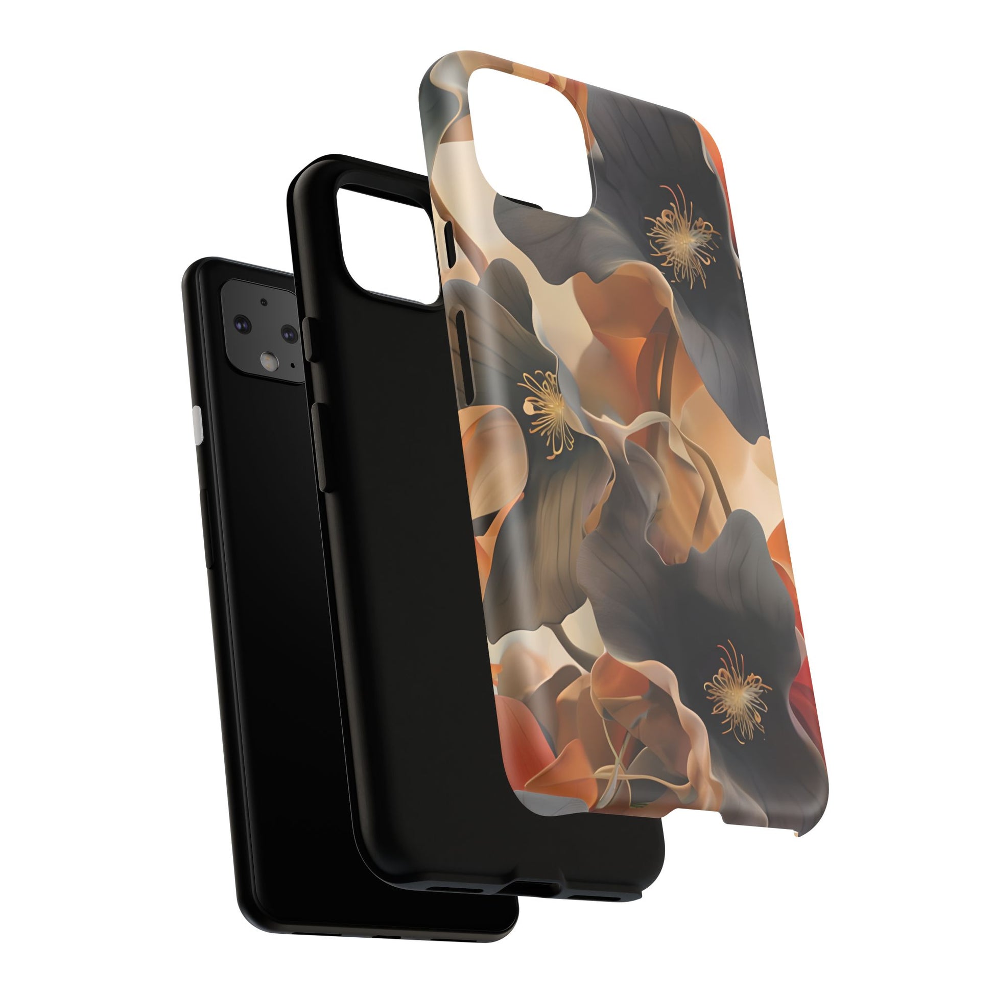 Autumn Ember - Moody Floral Art Google Pixel 4 XL Tough Phone Case - Warm Earthy Botanical Design