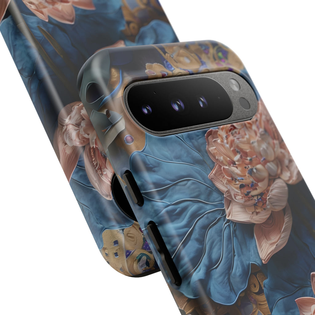 Peony Midnight Tapestry - Google Pixel 9 Pro XL - Elegant Blue & Blush Artful Phone Cover