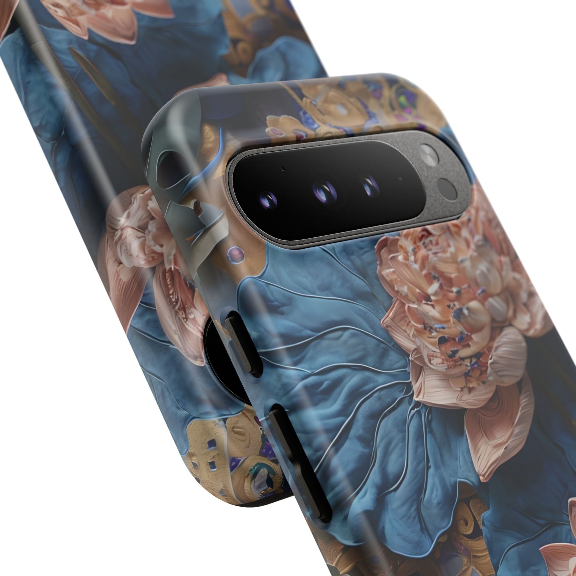 Peony Midnight Tapestry - Google Pixel 9 Pro XL - Elegant Blue & Blush Artful Phone Cover