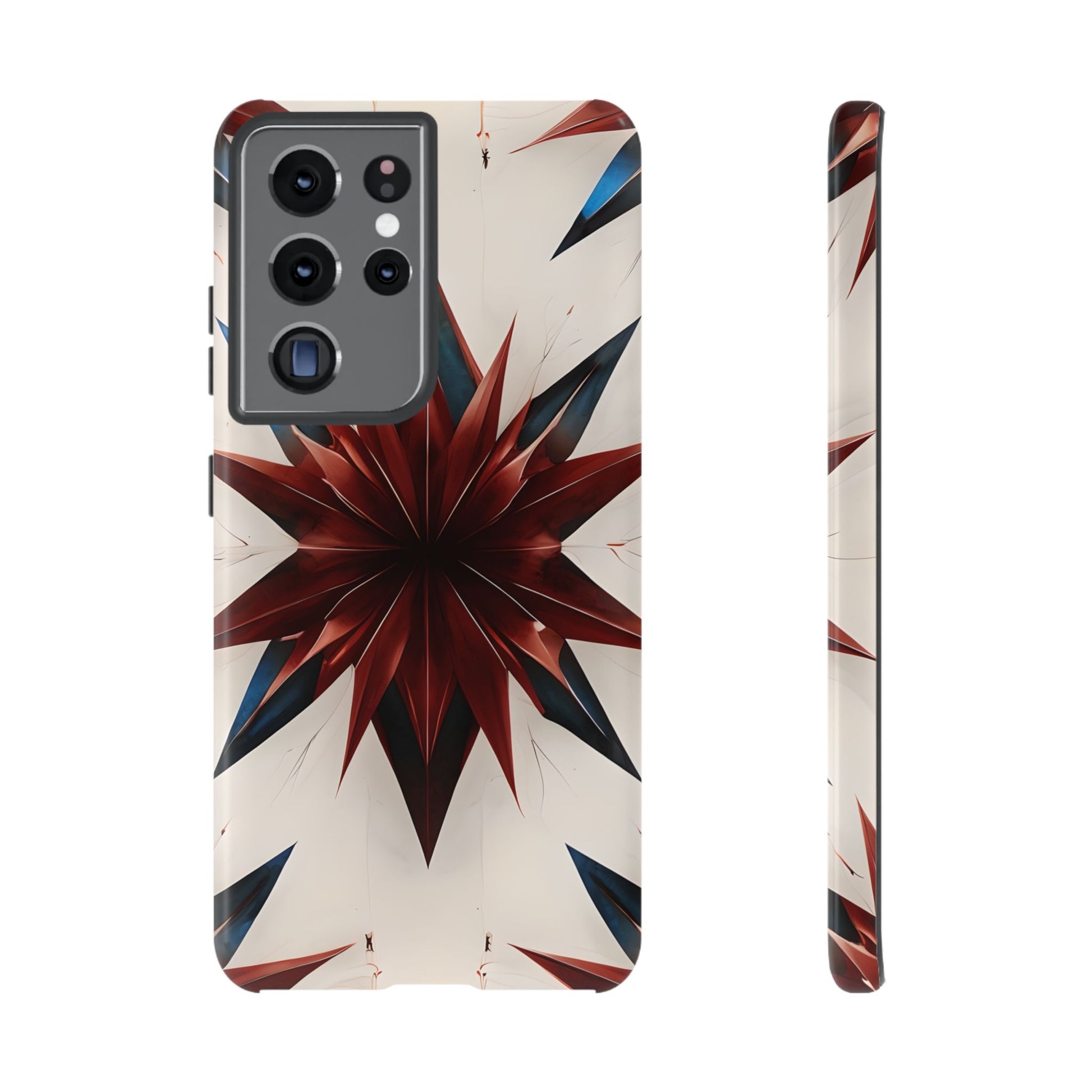 Garnet Starburst - Kaleidoscope Collection Gemstone Floral - Samsung Galaxy S21 Ultra Tough Phone Case - Floral Burst Design
